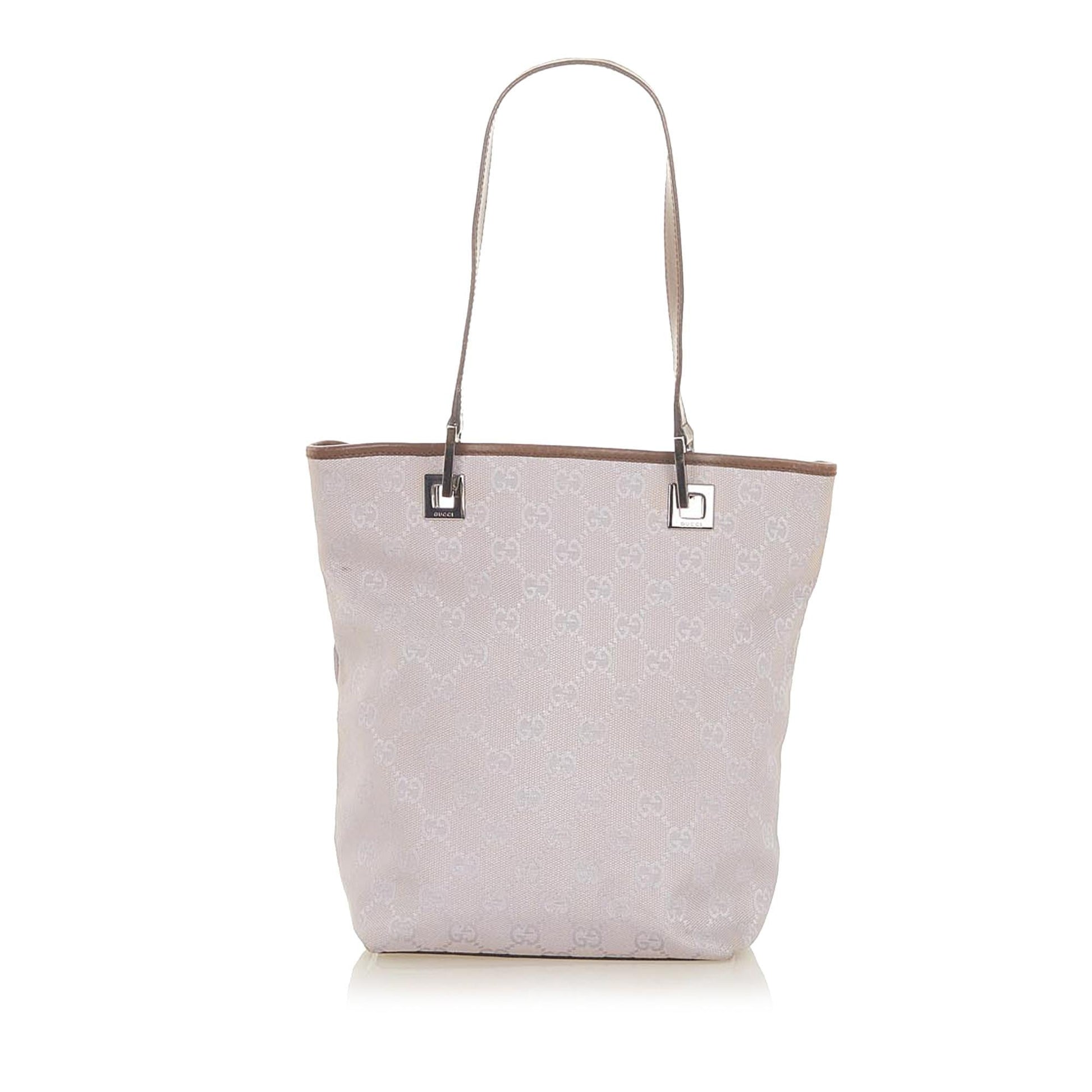 Gucci GG SHG Canvas Calf Brown Tote Bag 11