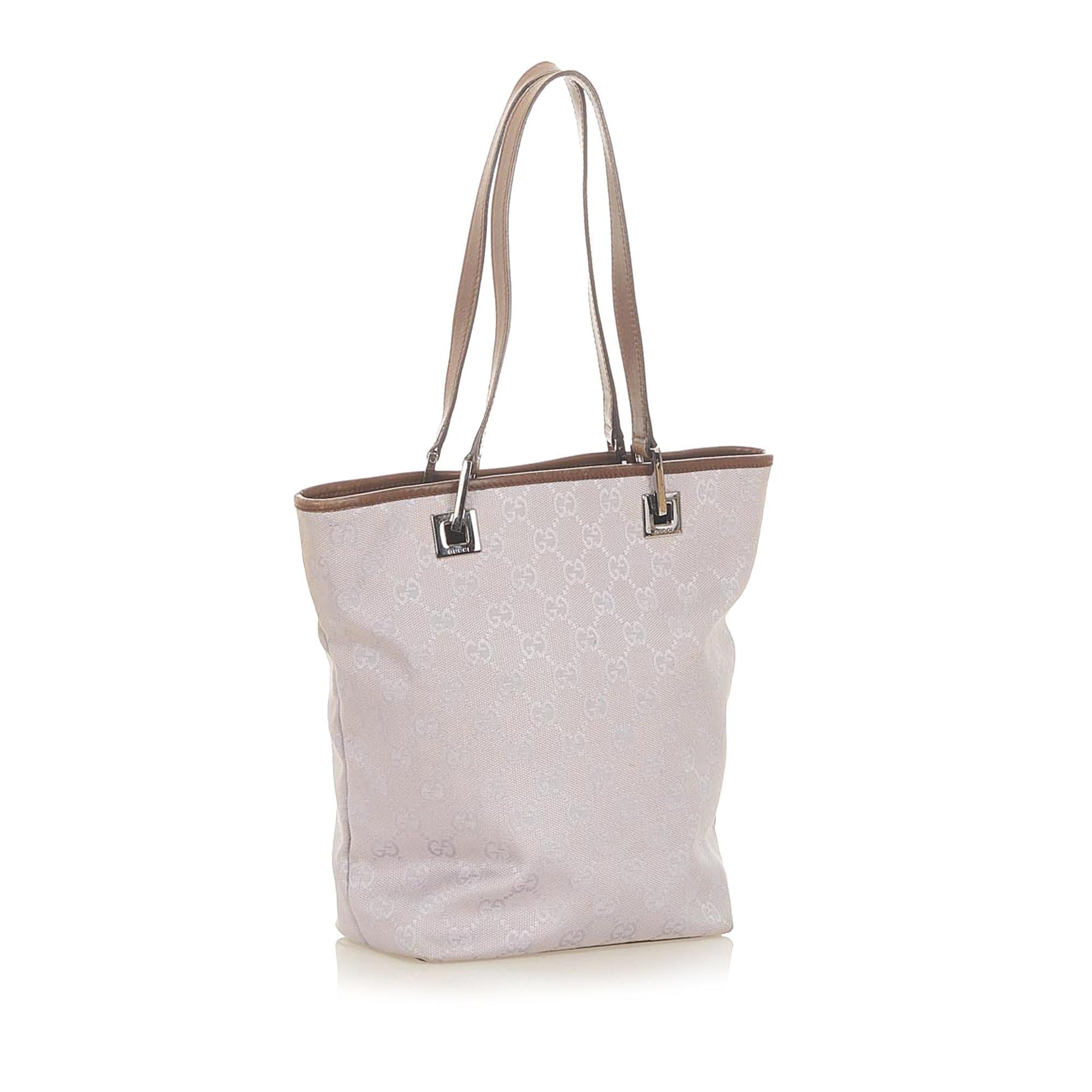 Gucci GG SHG Canvas Calf Brown Tote Bag 11