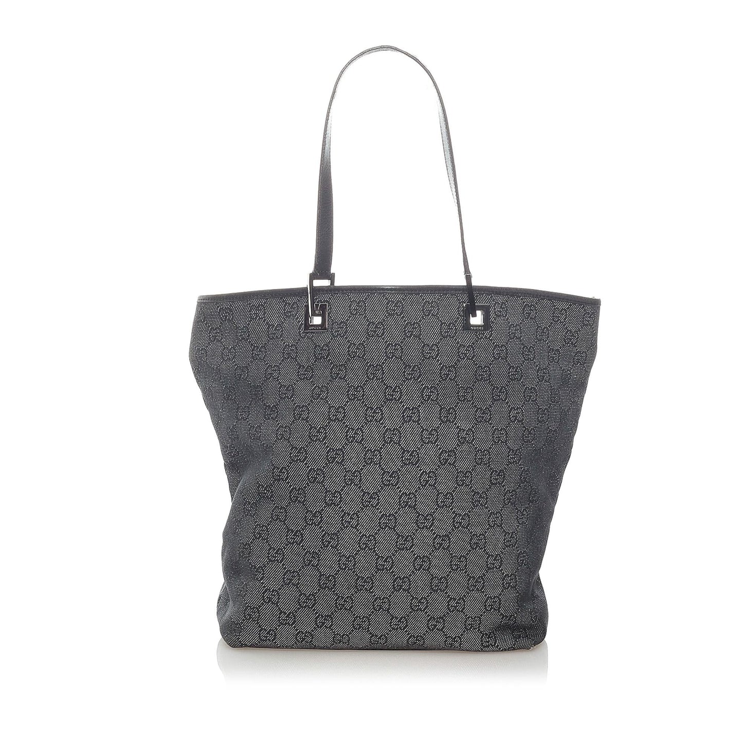 Gucci GG SHG Canvas Calf Grey Tote Bag 4