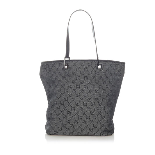 Gucci GG SHG Canvas Calf Grey Tote Bag 4