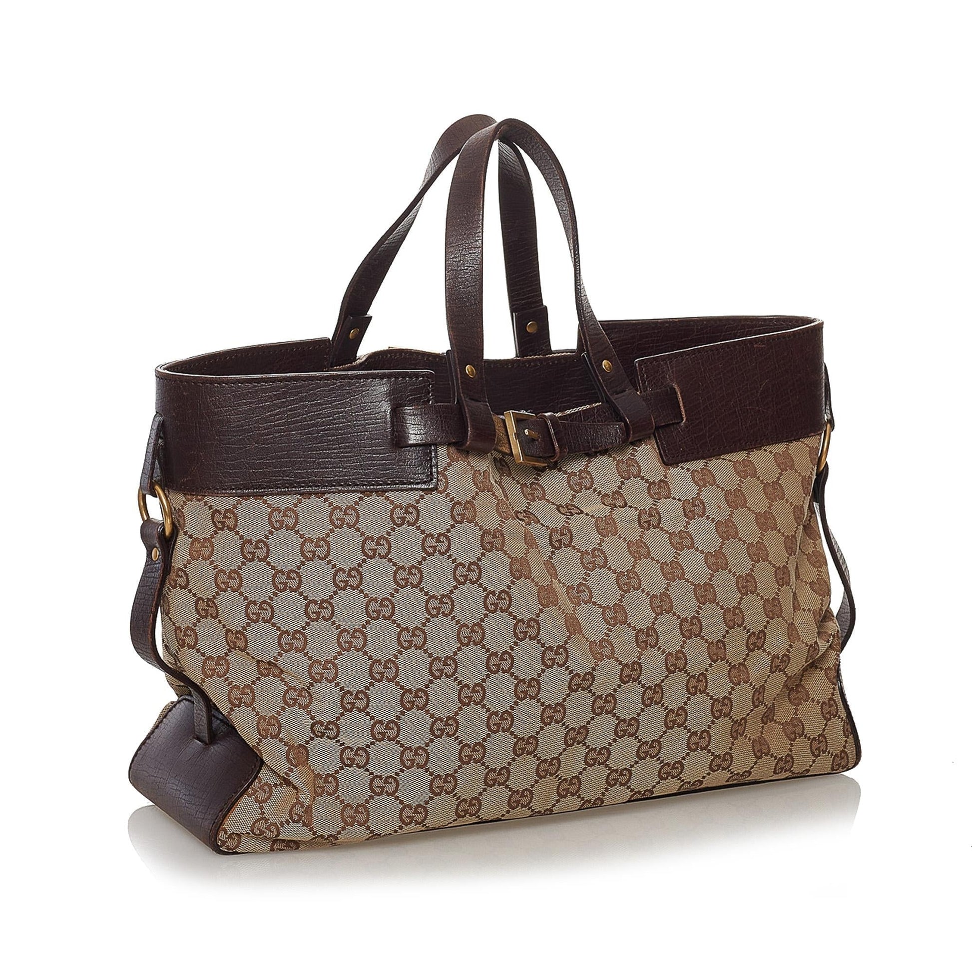Gucci GG SHG Canvas Brown Tote Bag 40