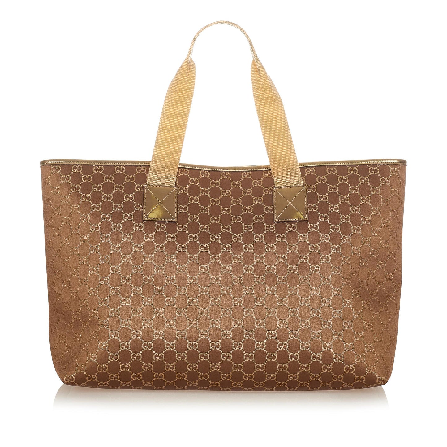 Gucci GG SHG Canvas Brown Gold Tote Bag 3