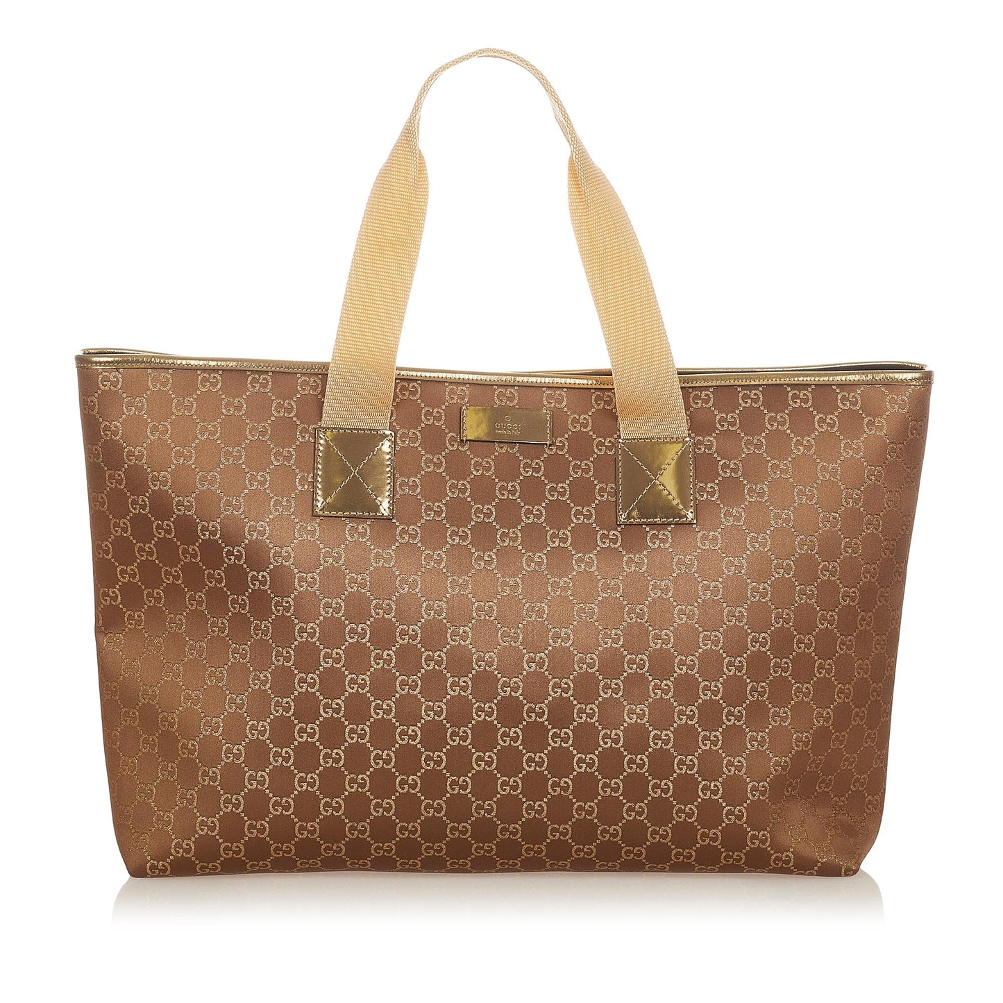 Gucci GG SHG Canvas Brown Gold Tote Bag 3