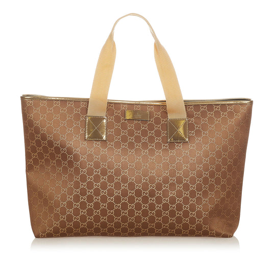Gucci GG SHG Canvas Brown Gold Tote Bag 3