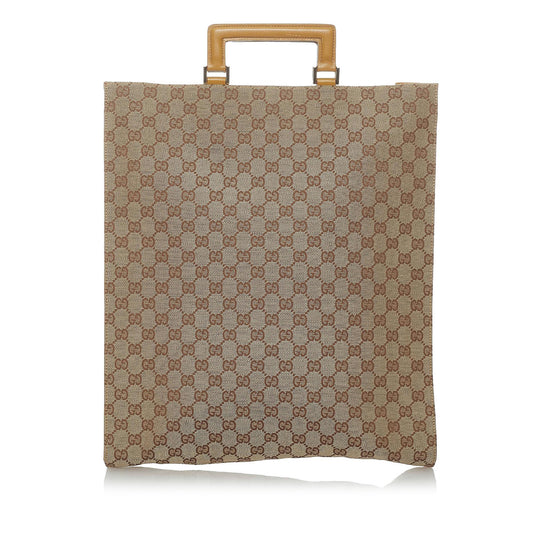 Gucci GG SHG Canvas Calf Brown Tote Bag 13