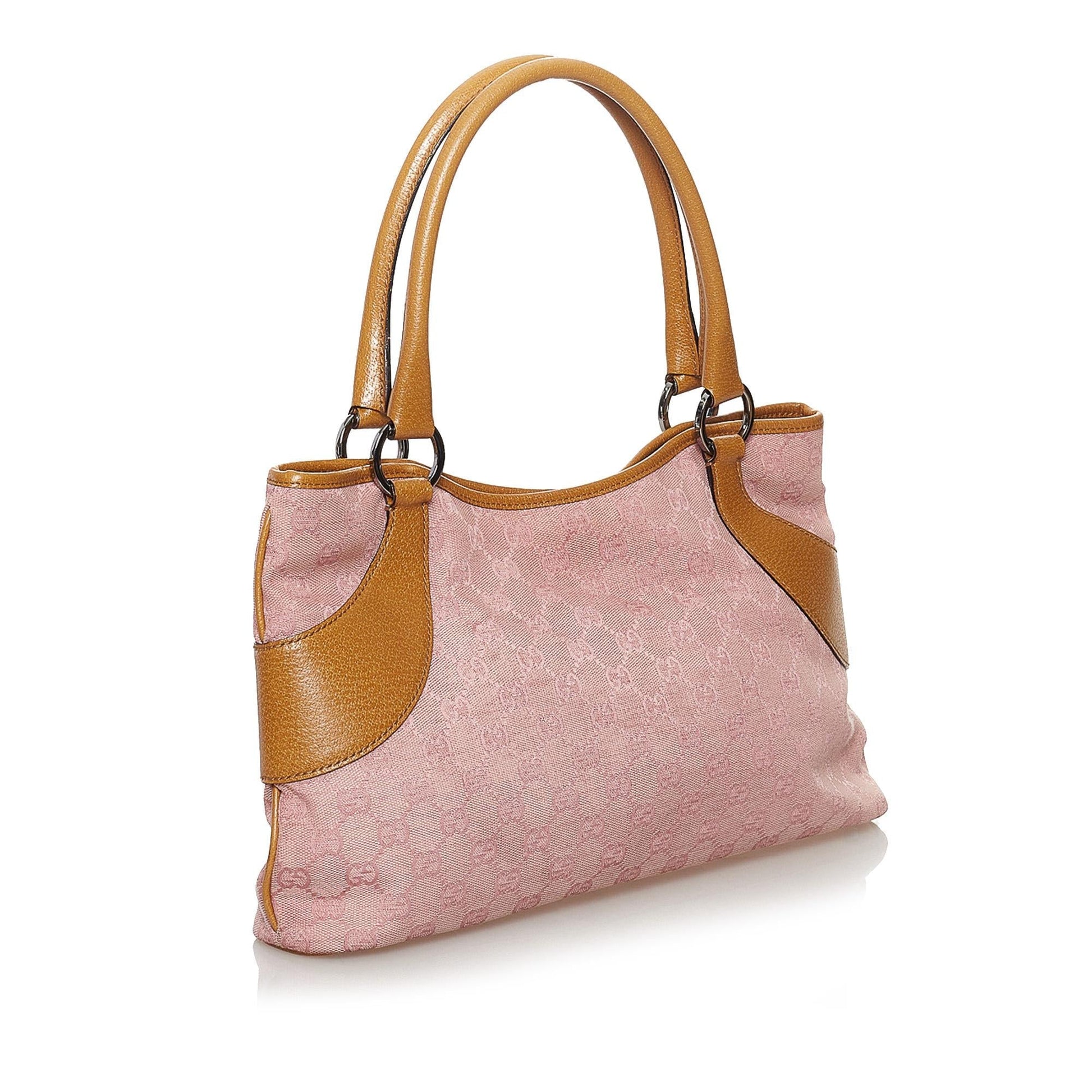 Gucci GG SHG Canvas Brown Pink Tote Bag