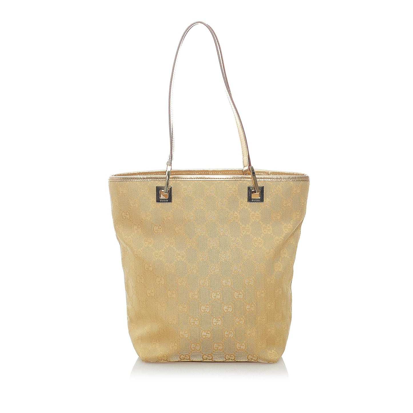 Gucci GG SHG Canvas Calf Brown Gold Tote Bag Bag Shg
