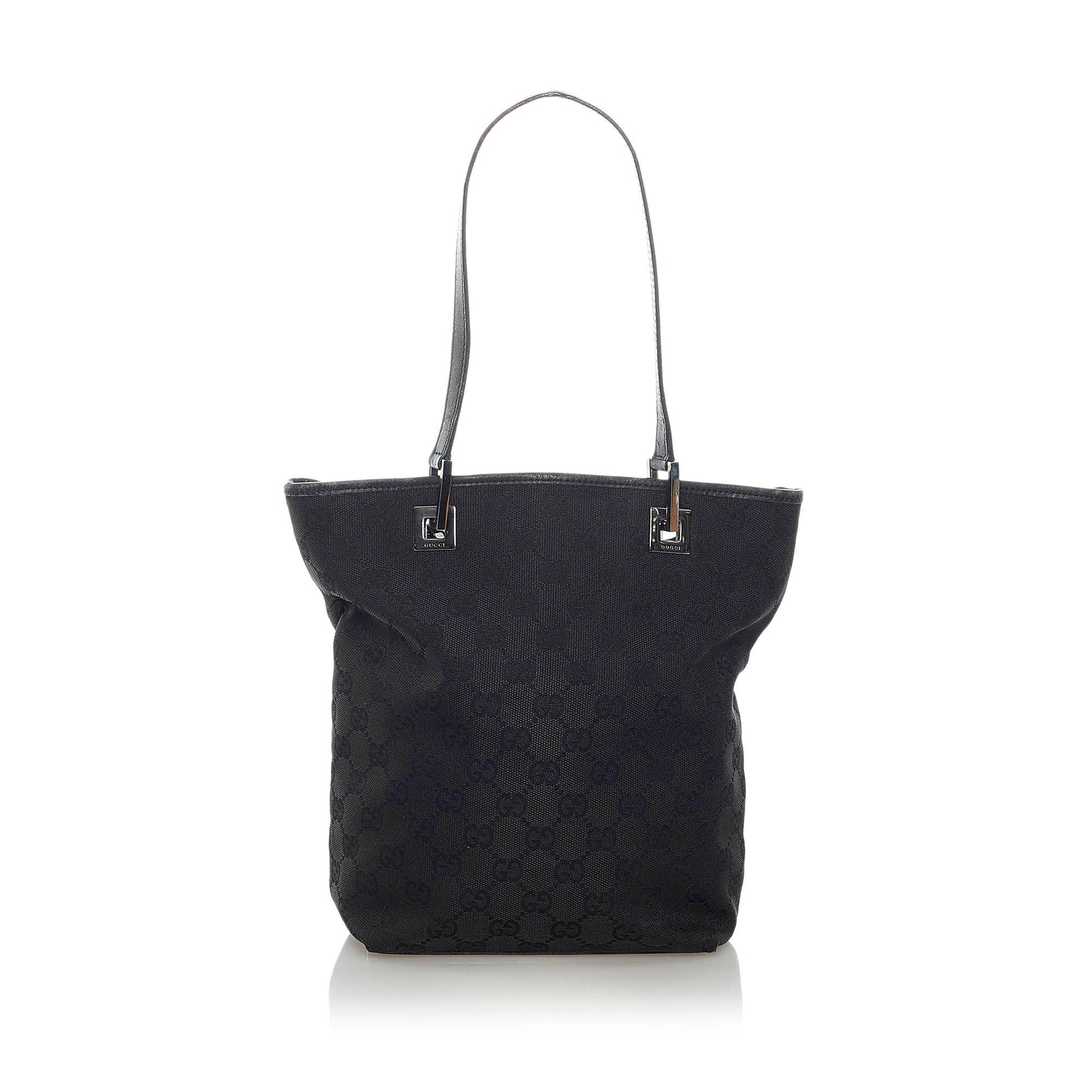 Gucci GG SHG Canvas Black Tote Bag 22