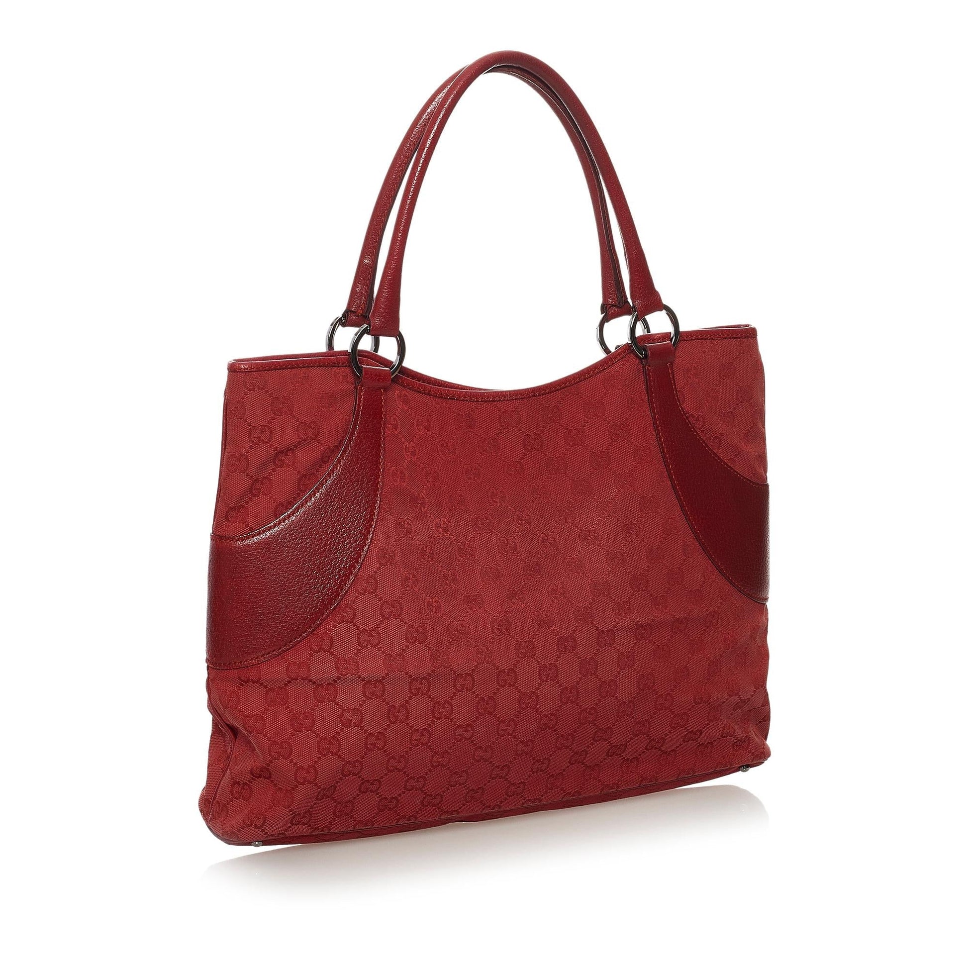 Gucci GG SHG Canvas Red Tote Bag 6