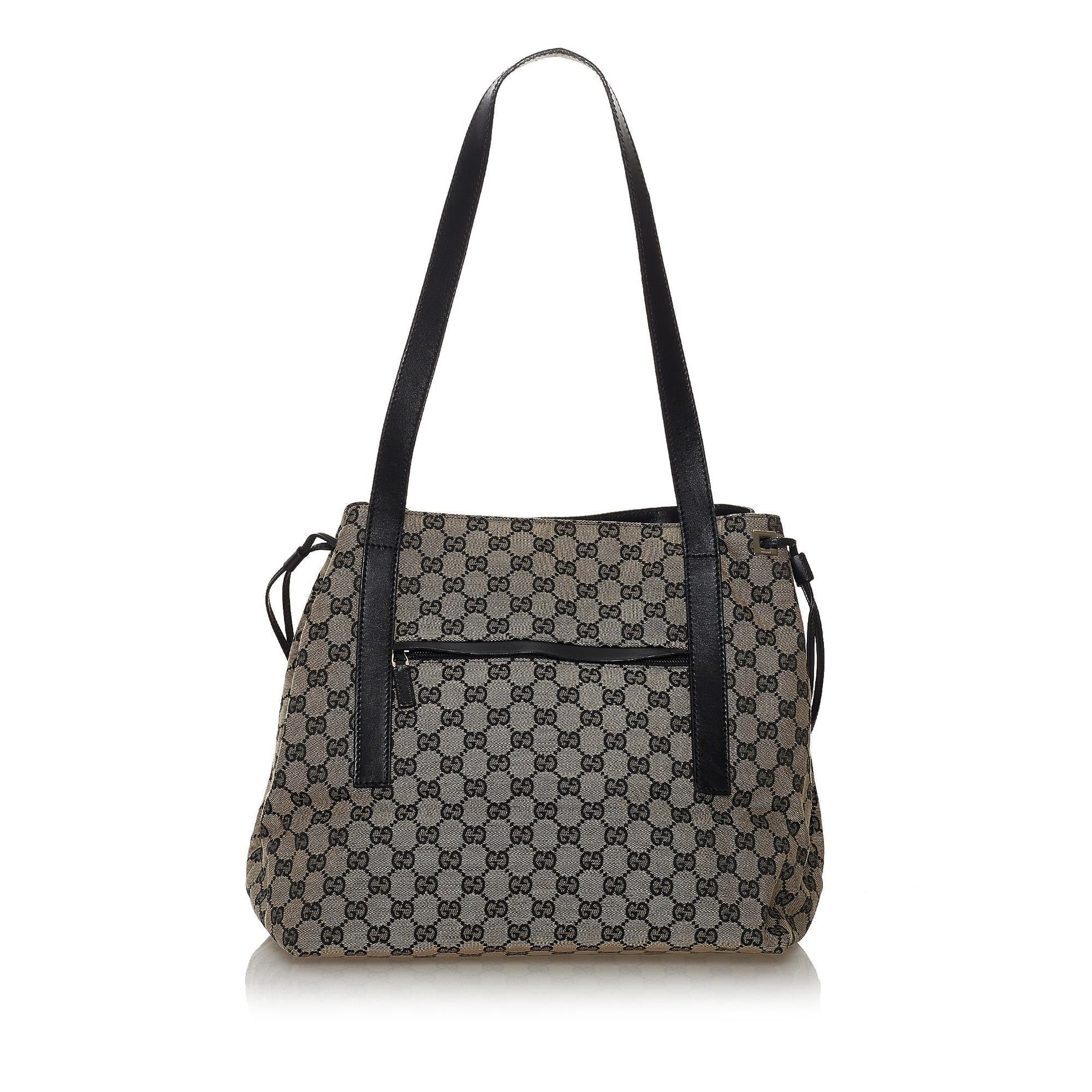 Gucci GG SHG Canvas Black Brown Tote Bag
