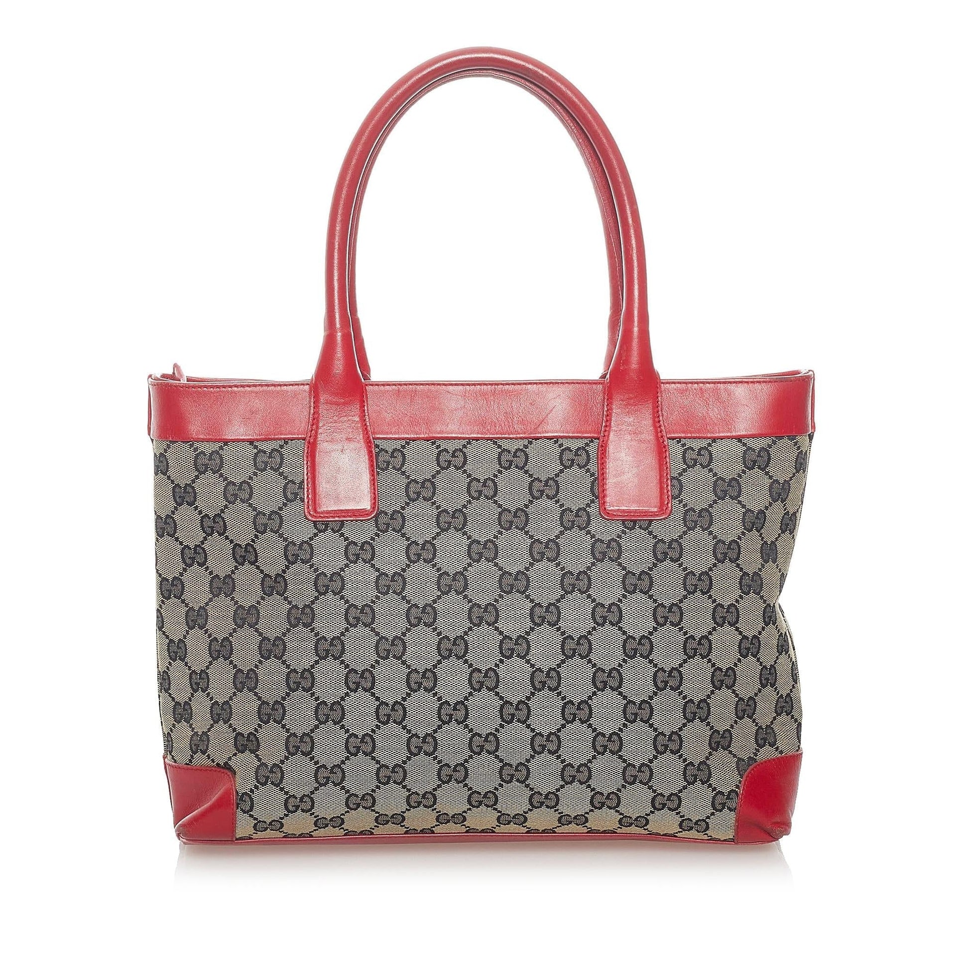 Gucci GG SHG Canvas Red Grey Tote Bag