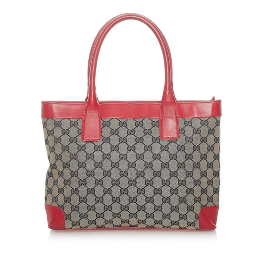 Gucci GG SHG Canvas Red Grey Tote Bag