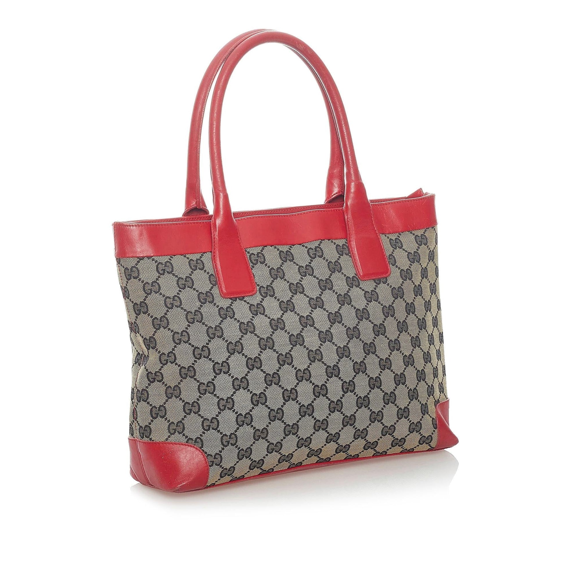 Gucci GG SHG Canvas Red Grey Tote Bag