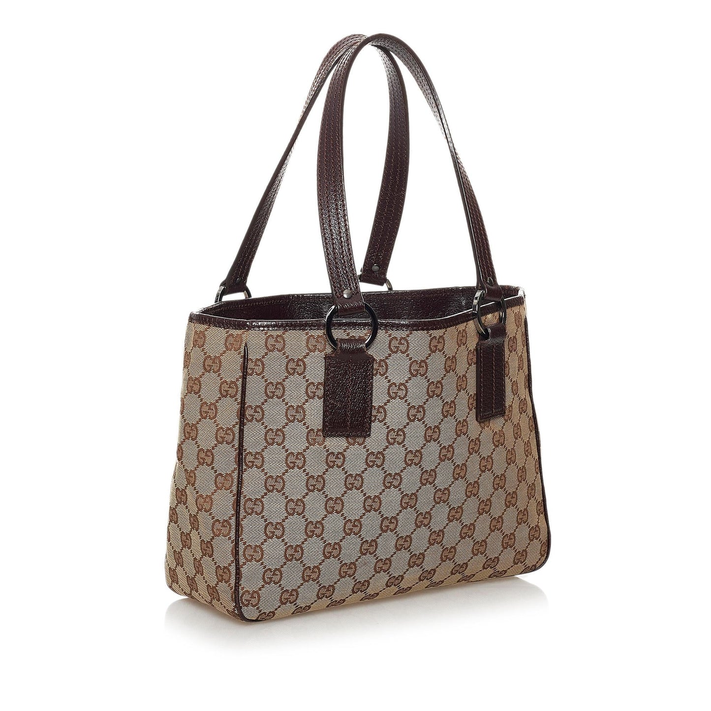 Gucci GG SHG Canvas Calf Brown Tote Bag 3