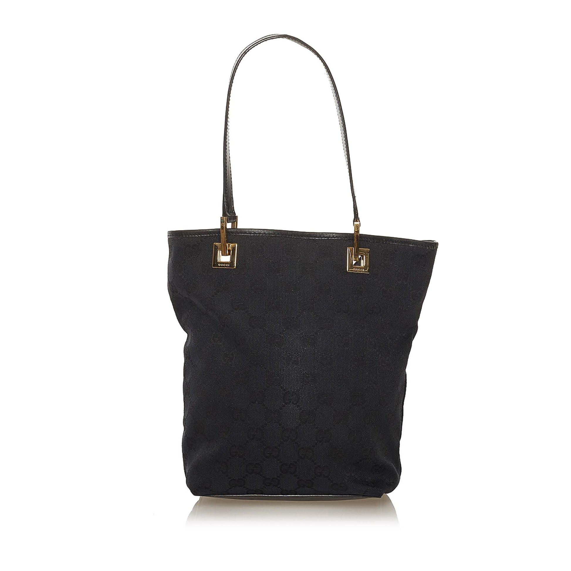 Gucci GG SHG Canvas Calf Black Tote Bag