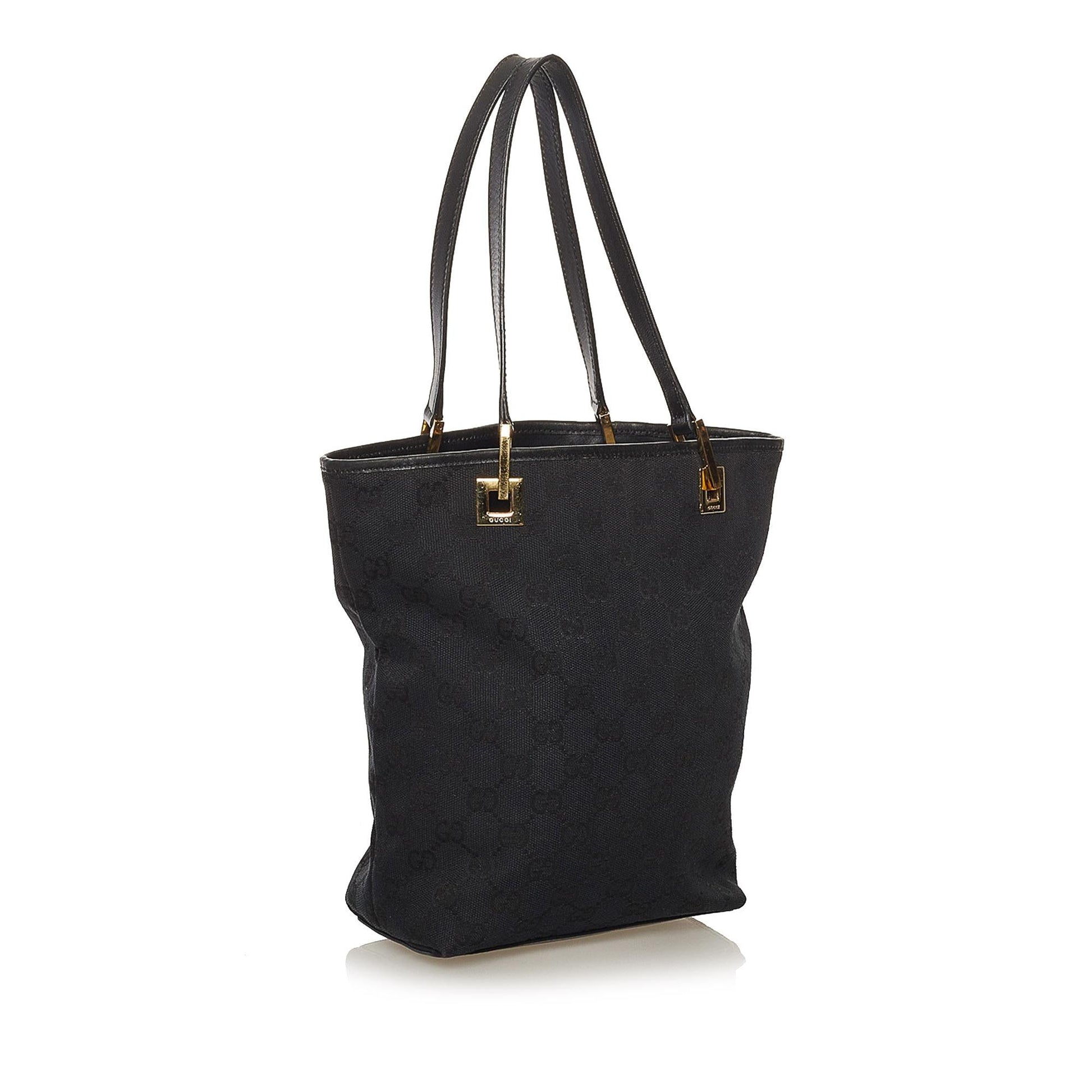 Gucci GG SHG Canvas Calf Black Tote Bag