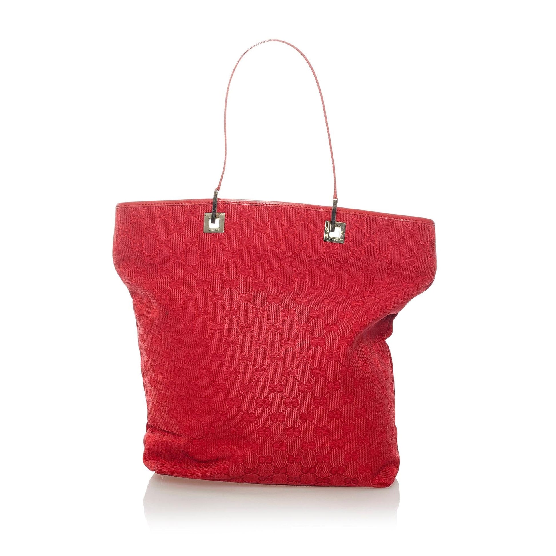 Gucci GG SHG Canvas Red Tote Bag 3