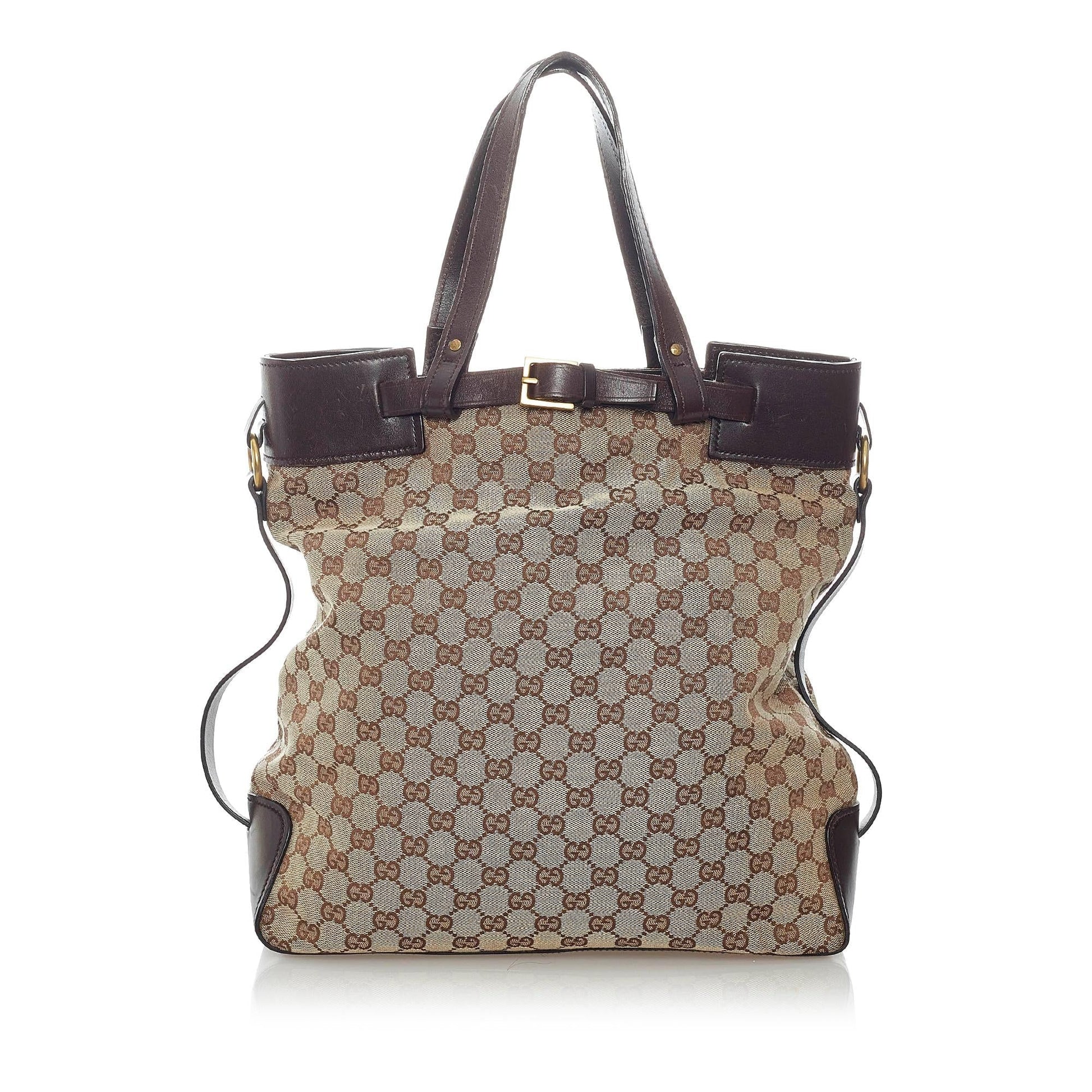 Gucci GG SHG Canvas Brown Tote Bag 16
