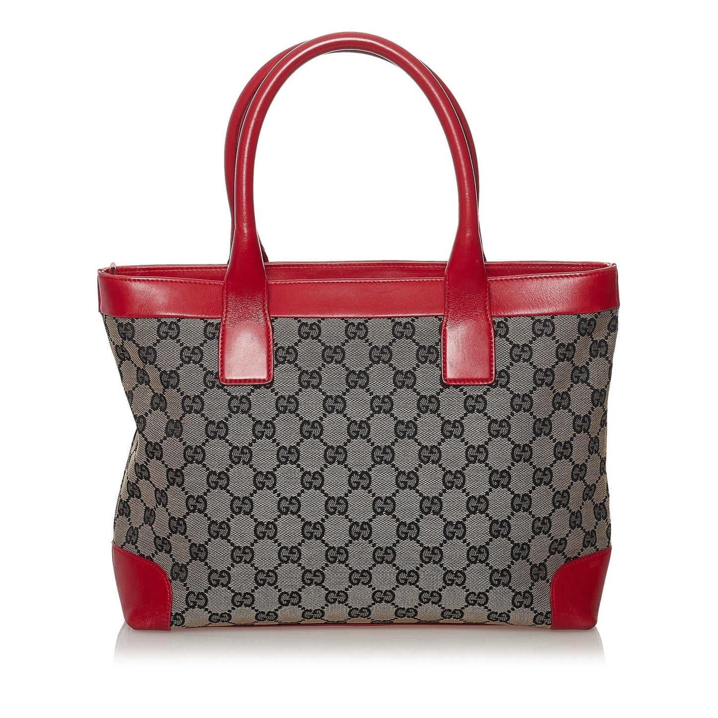 Gucci GG SHG Canvas Brown Red Tote Bag