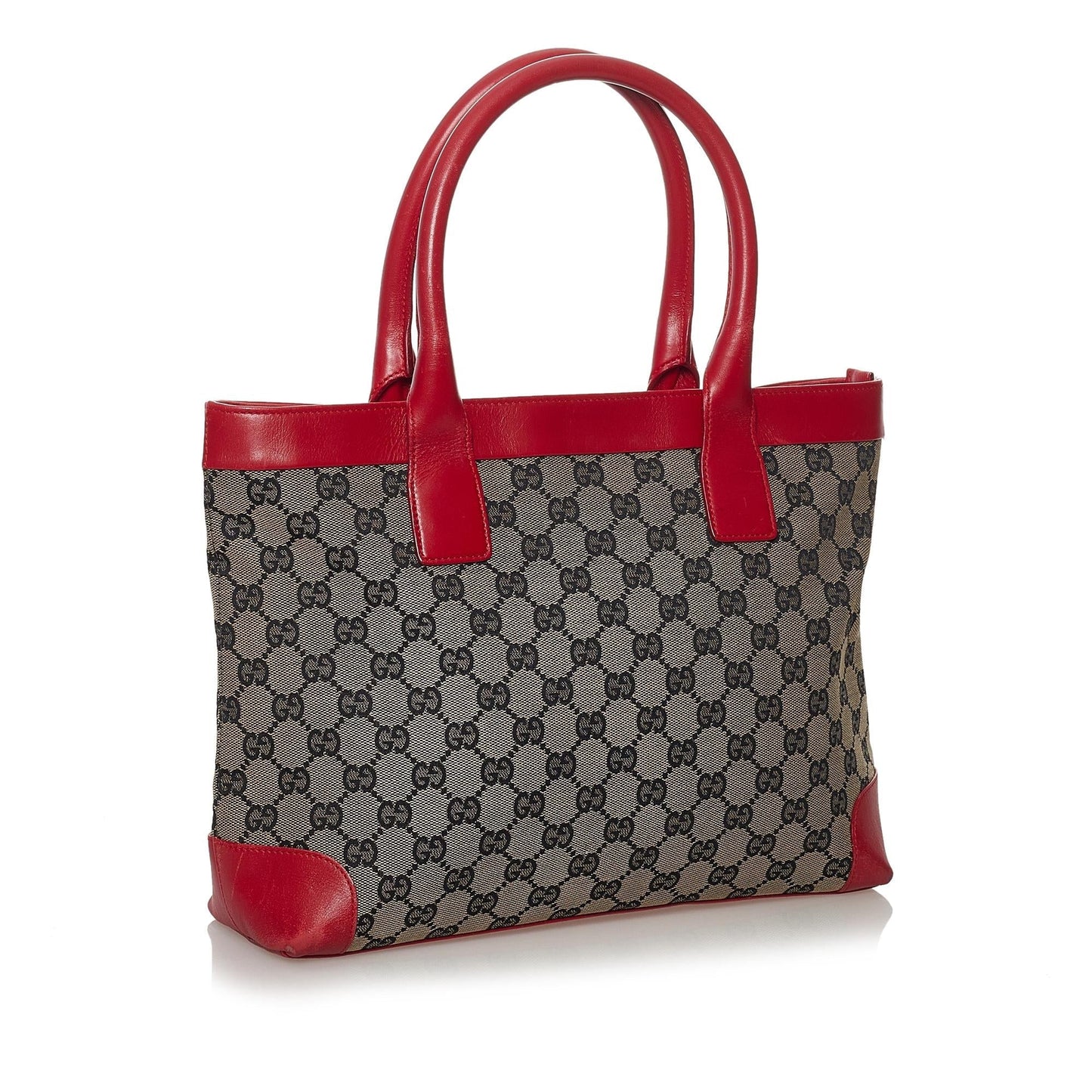 Gucci GG SHG Canvas Brown Red Tote Bag