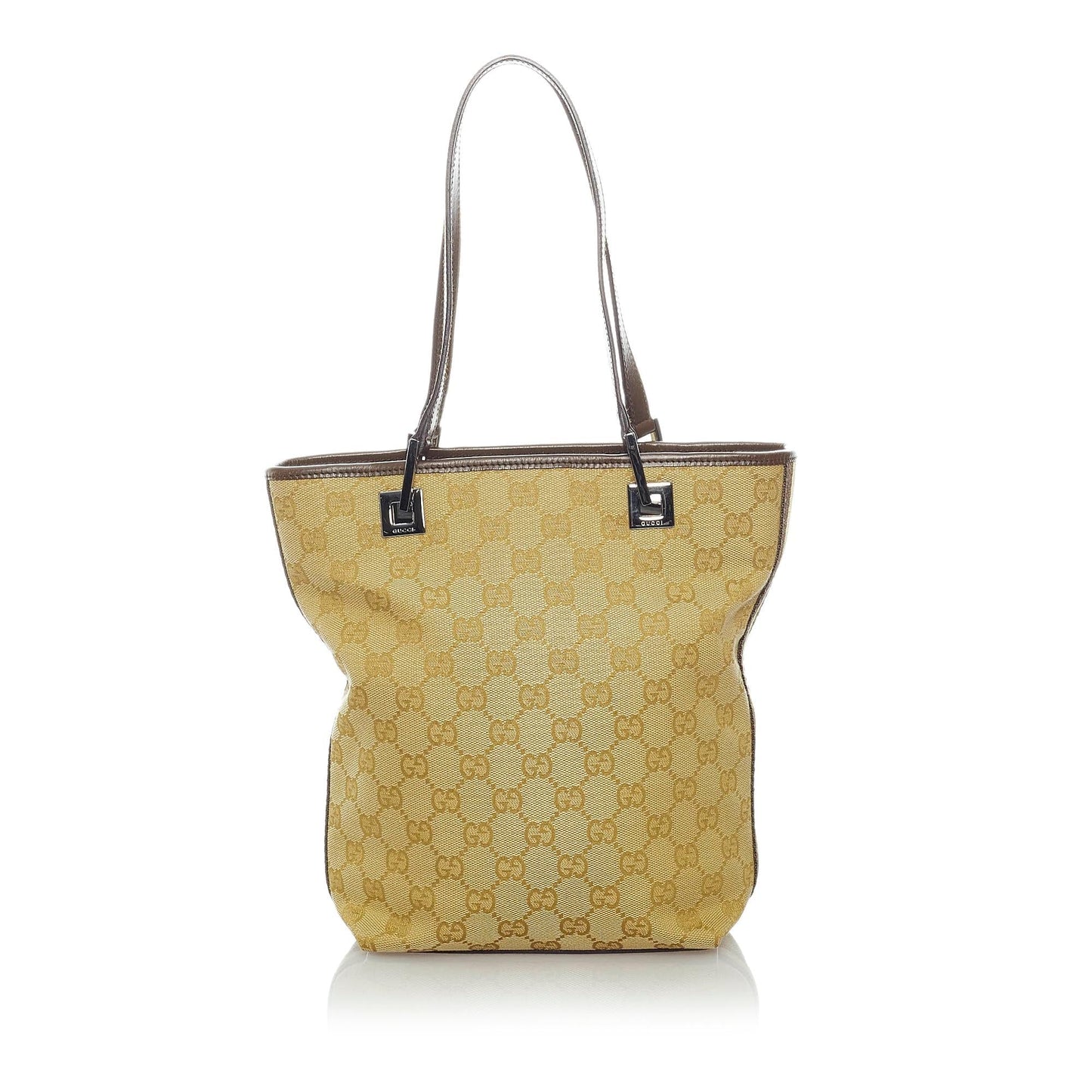 Gucci GG SHG Canvas Calf Brown Tote Bag 4