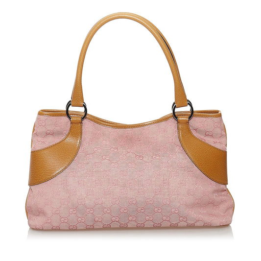 Gucci GG SHG Canvas Brown Pink Tote Bag Bag Shg
