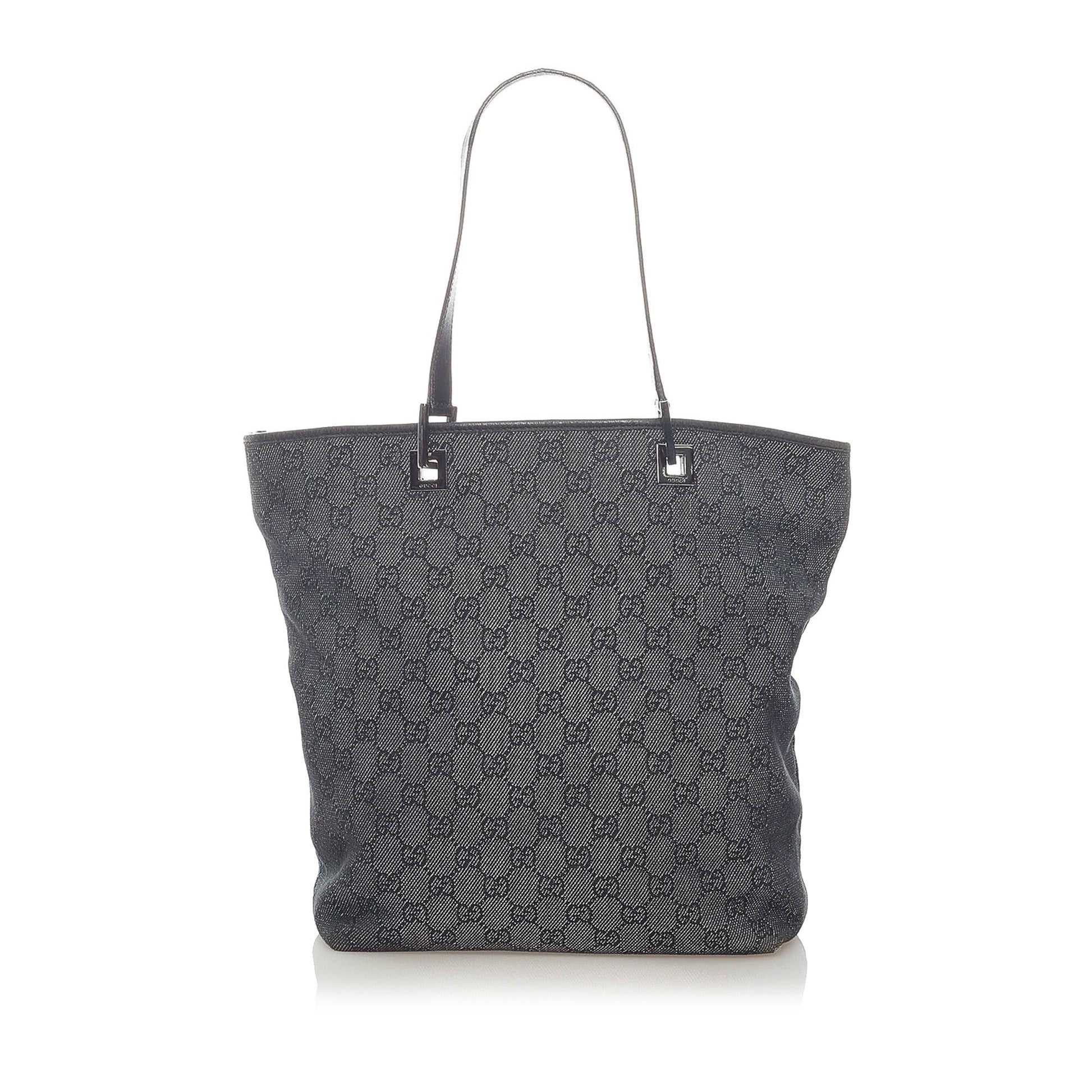 Gucci GG SHG Canvas Calf Grey Tote Bag