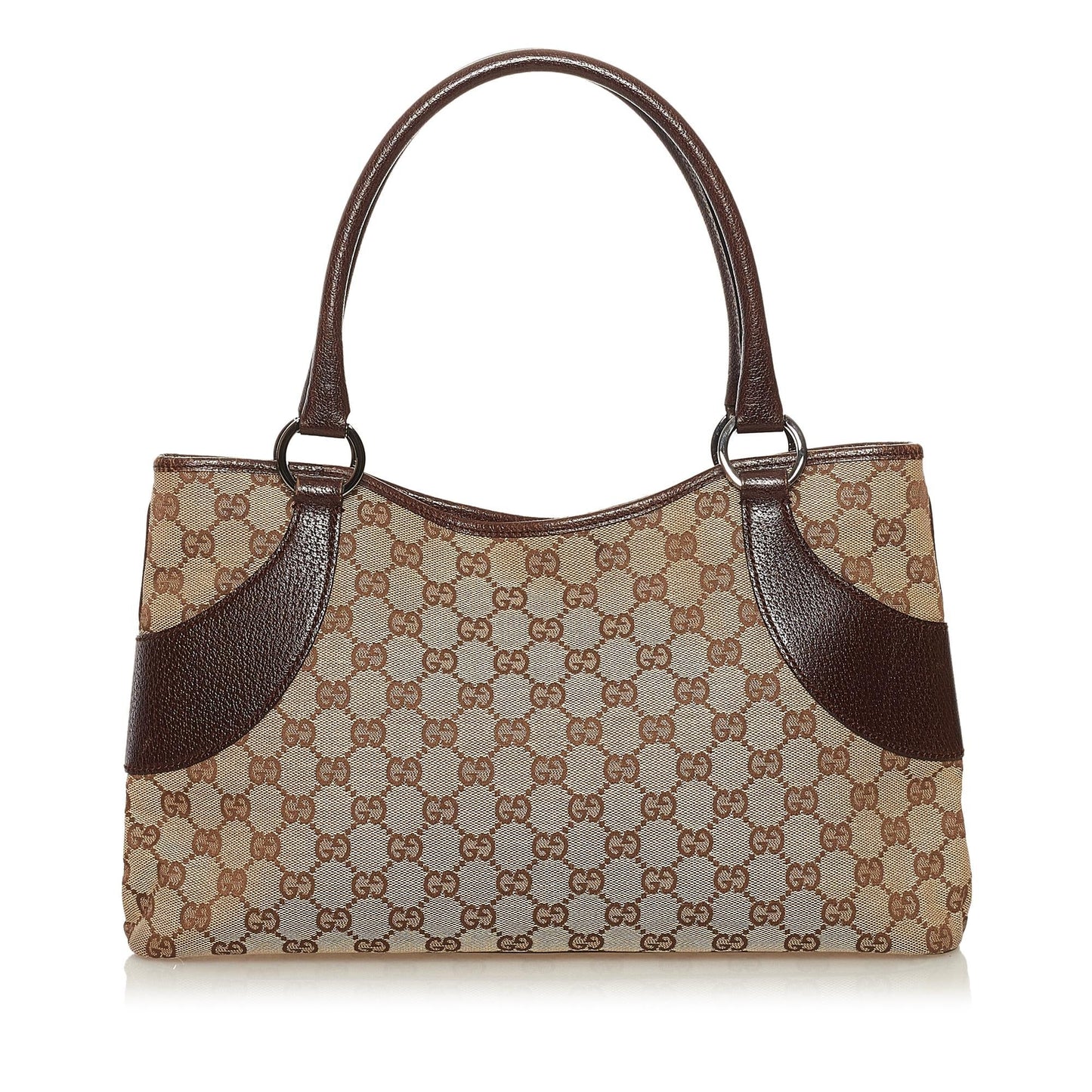 Gucci GG SHG Canvas Calf Brown Tote Bag 5