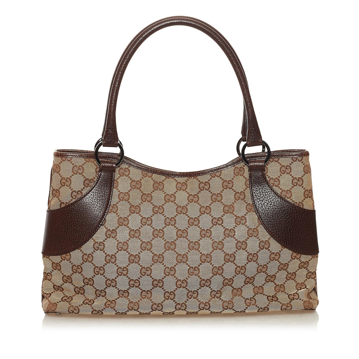 Gucci GG SHG Canvas Calf Brown Tote Bag 5