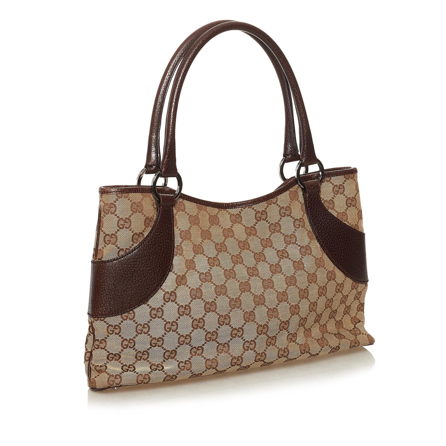 Gucci GG SHG Canvas Calf Brown Tote Bag 5