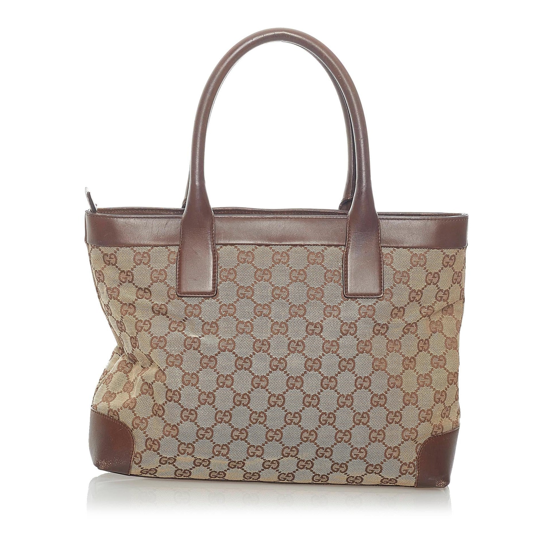 Gucci GG SHG Canvas Brown Tote Bag 22