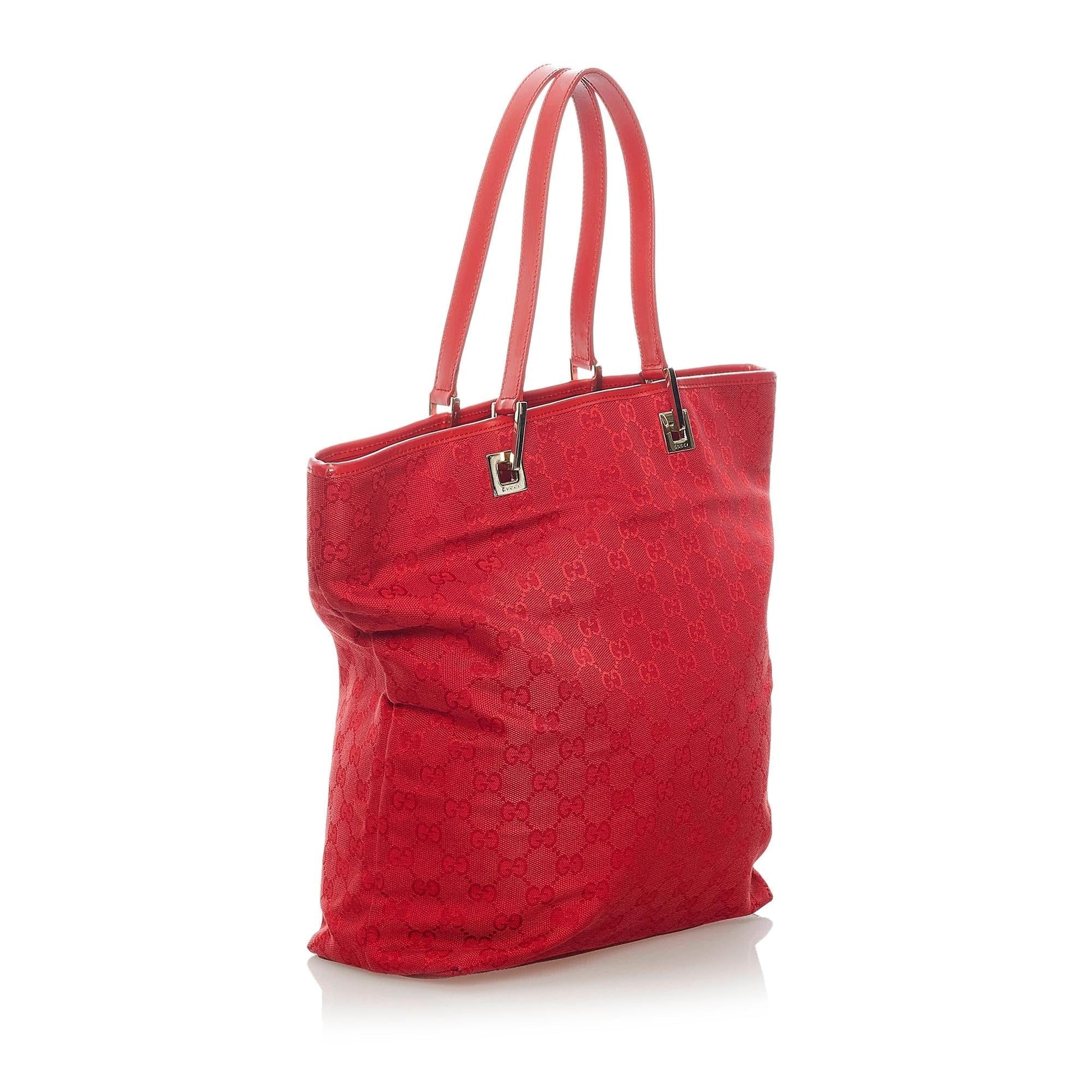 Gucci GG SHG Canvas Red Tote Bag 4