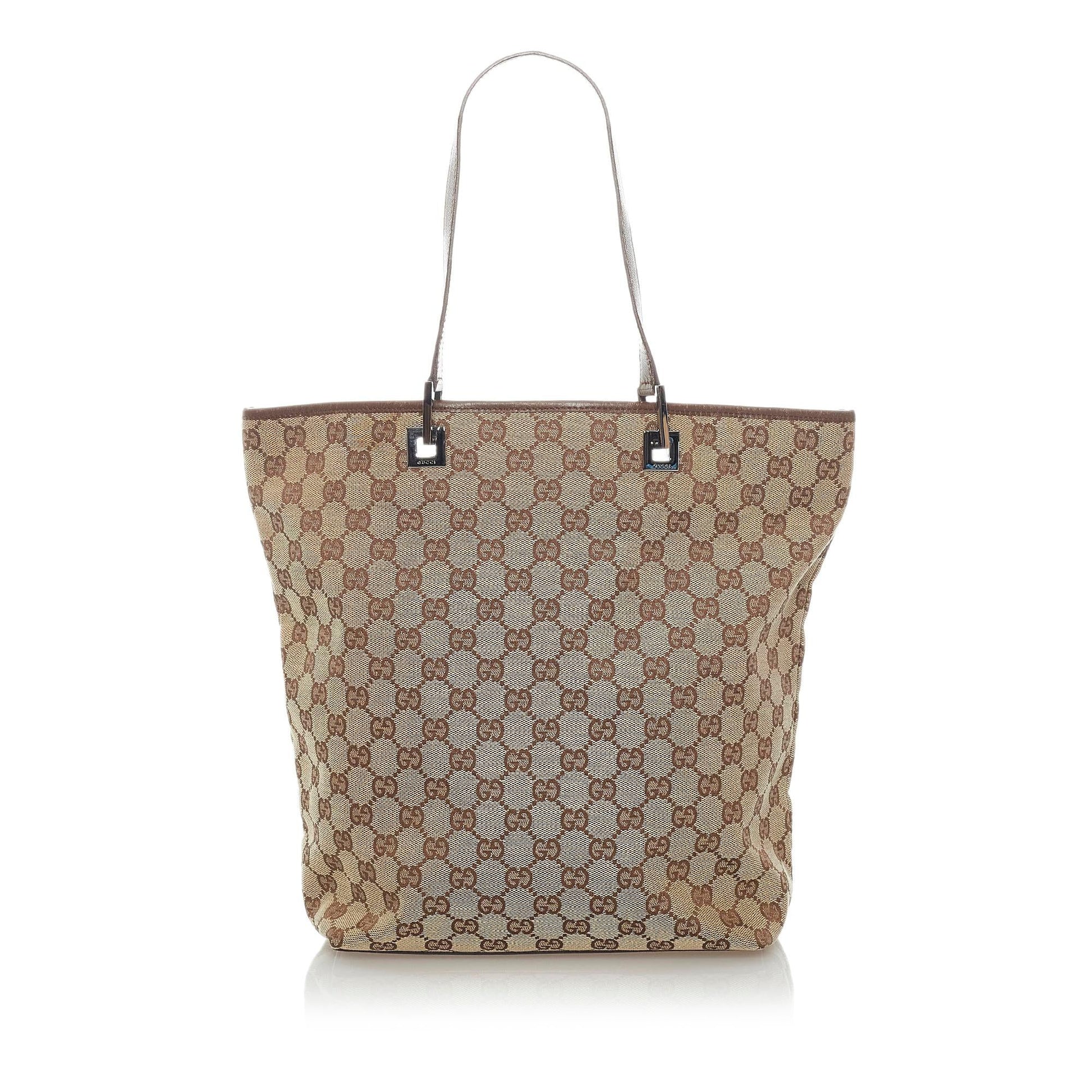 Gucci GG SHG Canvas Brown Tote Bag 23