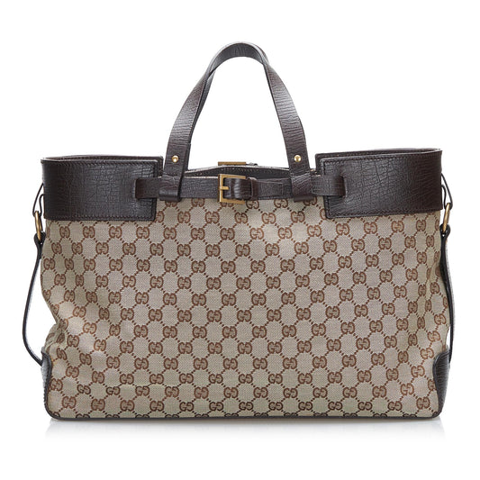 Gucci GG SHG-PGgRlR Canvas Brown Tote Bag
