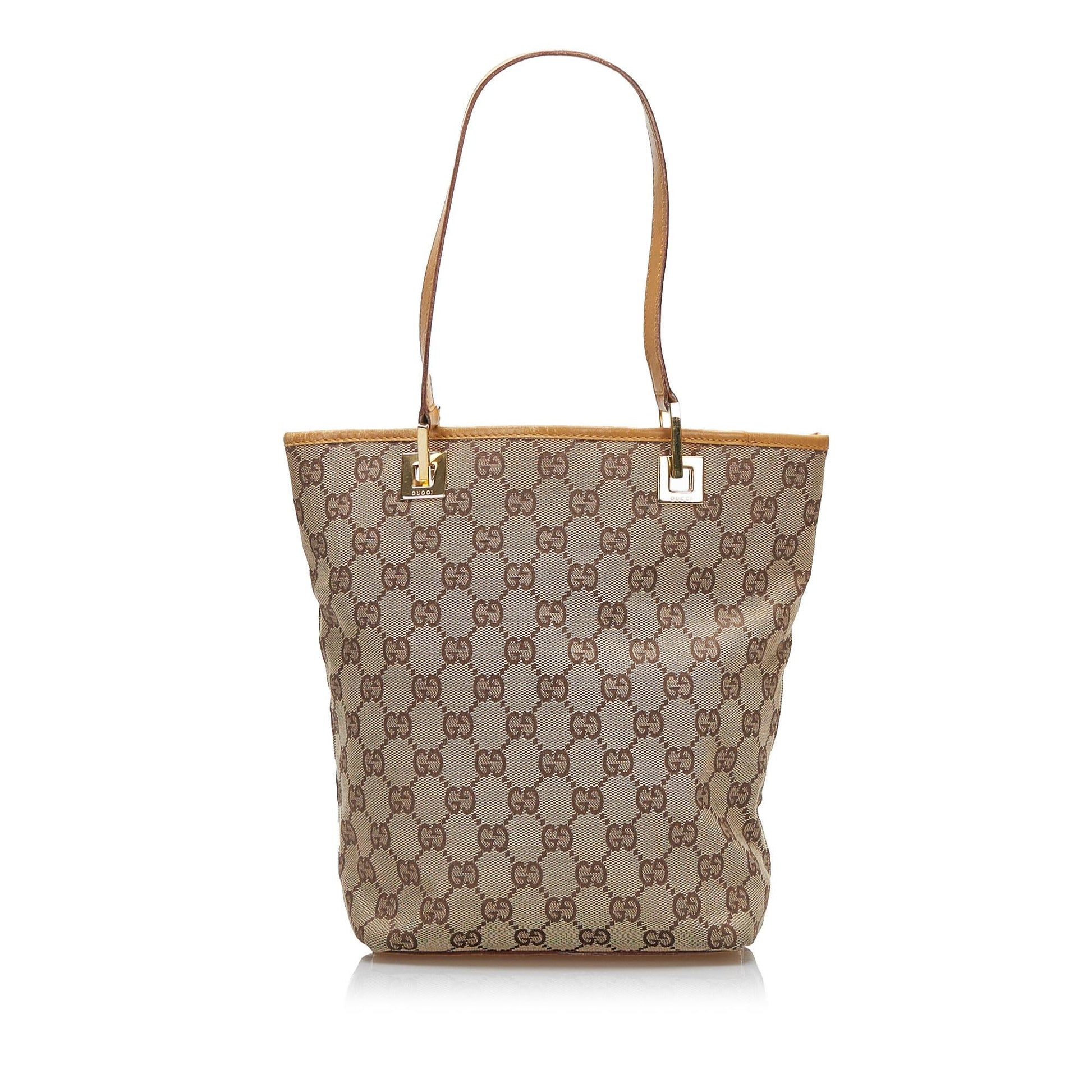 Gucci GG SHG-ZQllon Canvas Brown Tote Bag