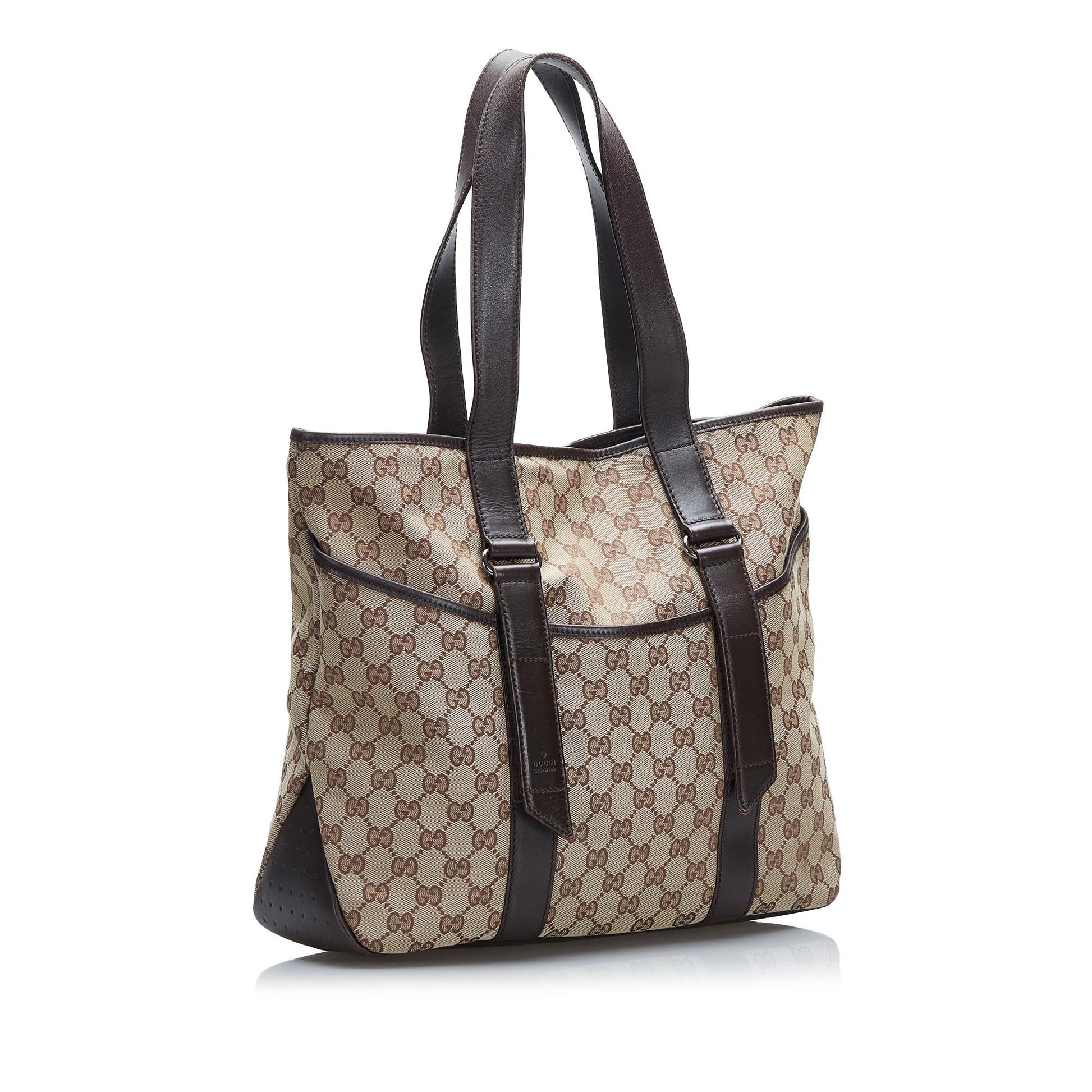 Gucci GG SHG-b6K00b Canvas Brown Tote Bag