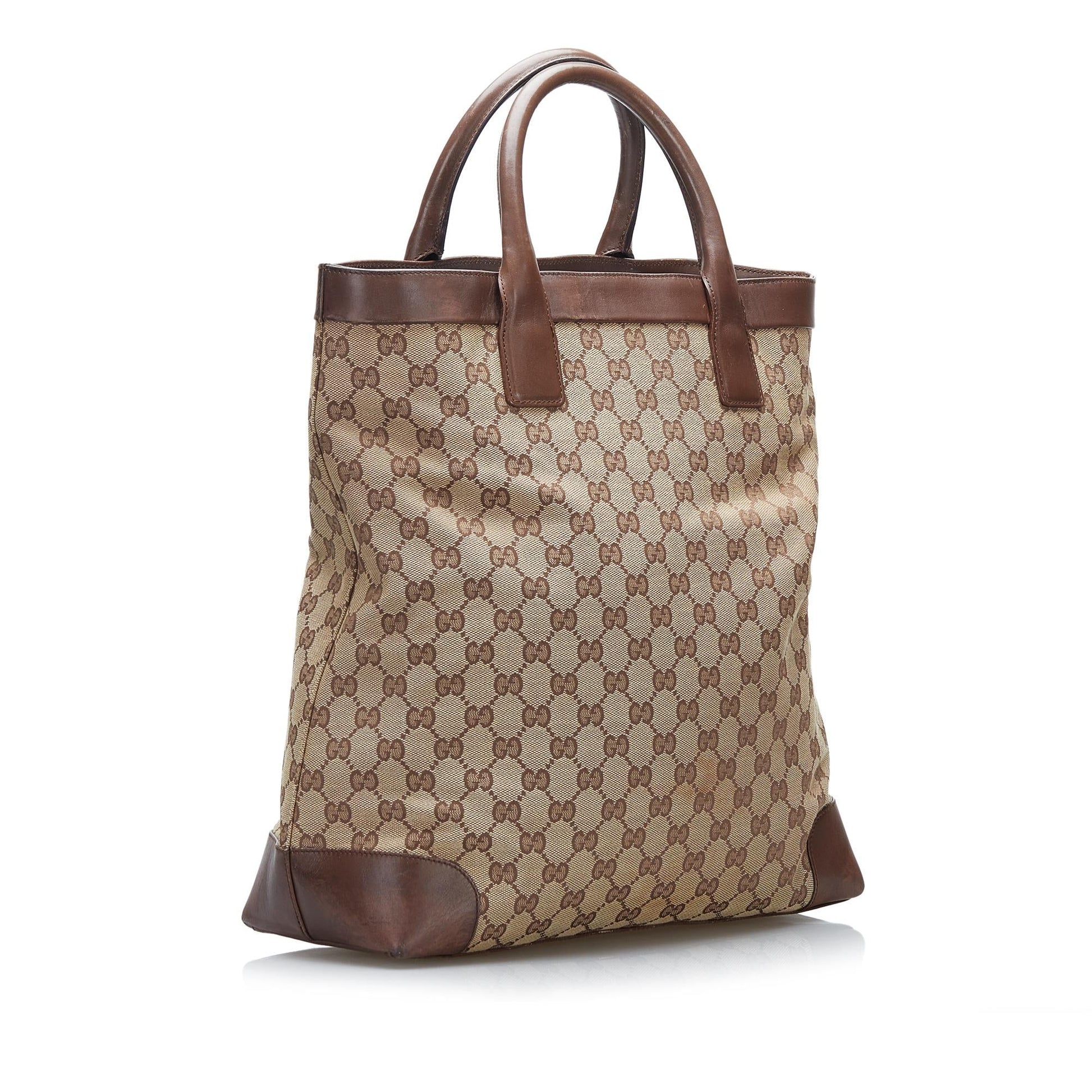 Gucci GG SHG-CeIPbG Canvas Brown Tote Bag