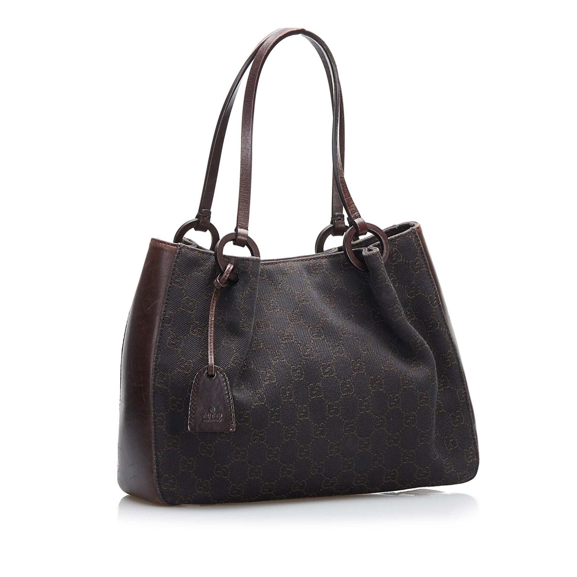 Gucci GG SHG-oSiqM2 Canvas Brown Tote Bag