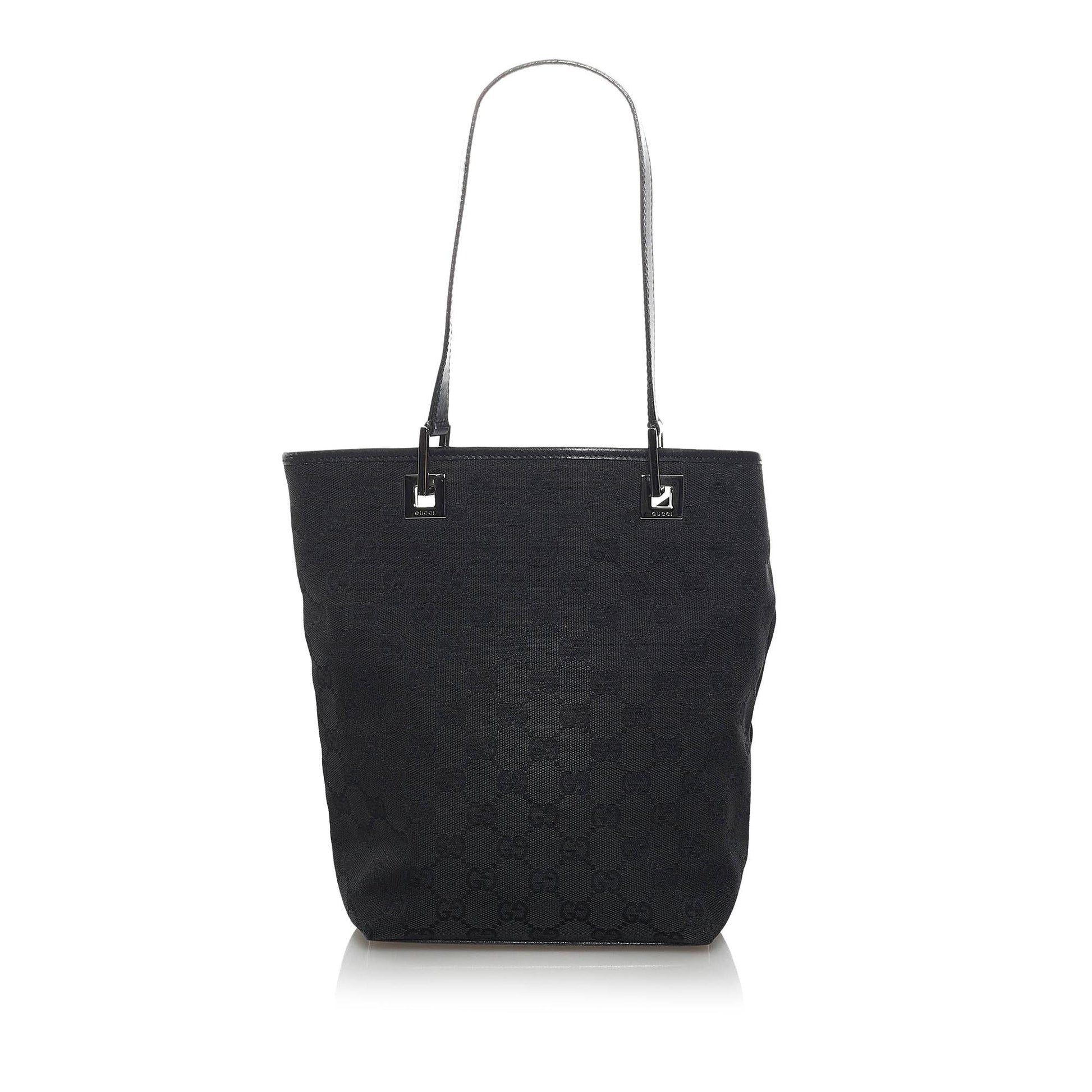 Gucci GG SHG-oVfErs Canvas Calf Black Tote Bag