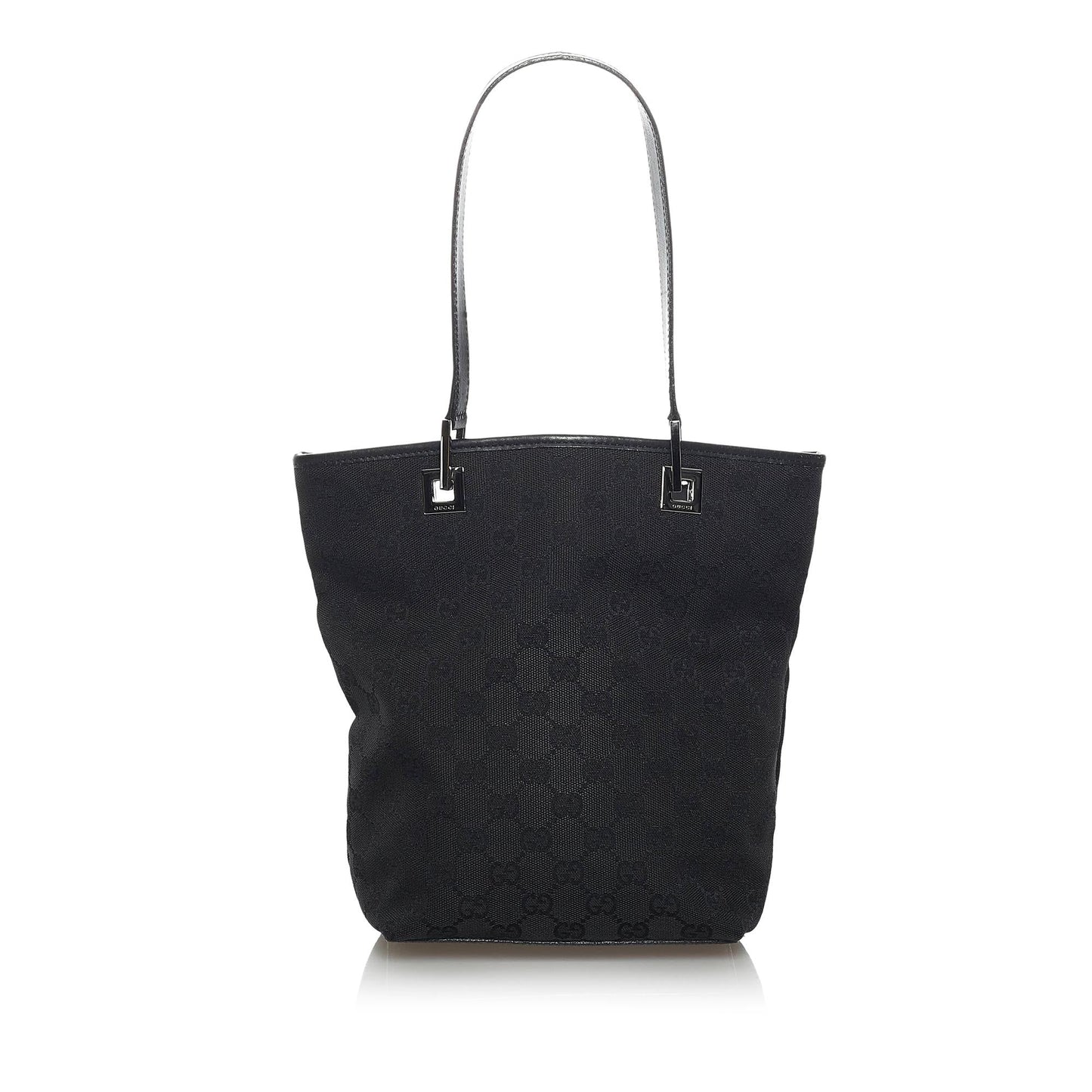 Gucci GG SHG-oVfErs Canvas Calf Black Tote Bag