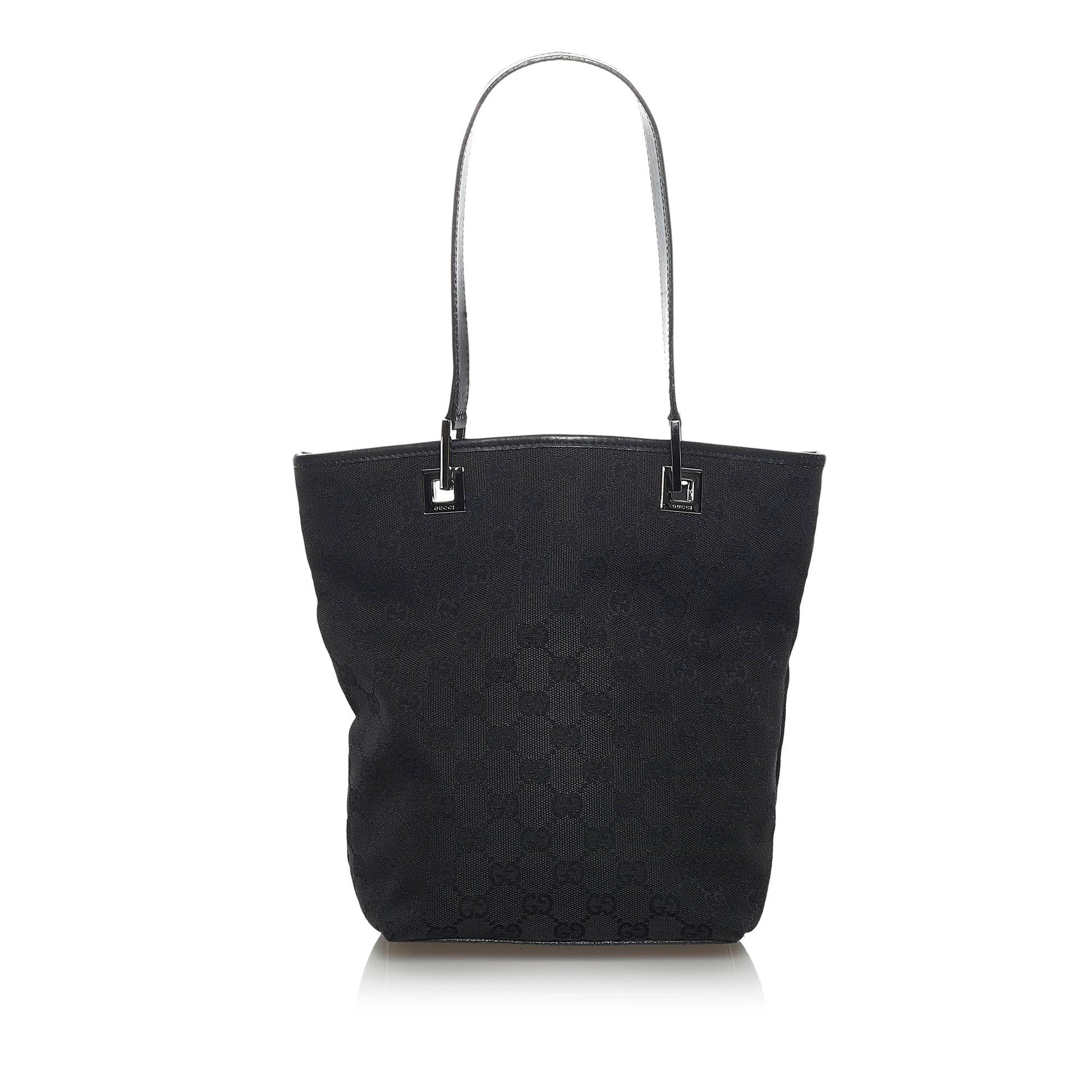 Gucci GG SHG-oVfErs Canvas Calf Black Tote Bag