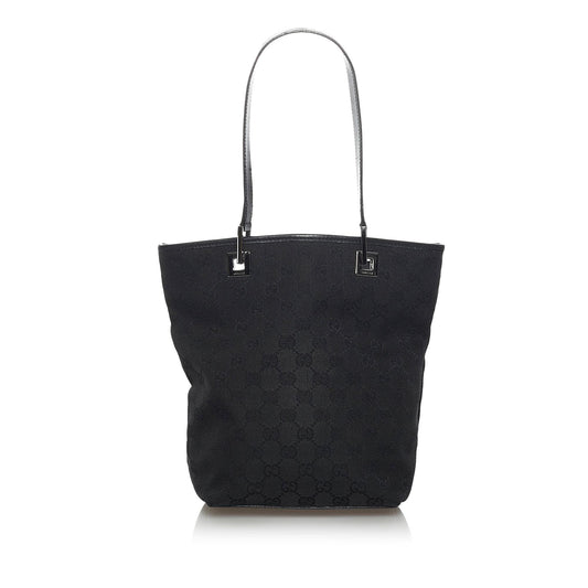 Gucci GG SHG-oVfErs Canvas Calf Black Tote Bag