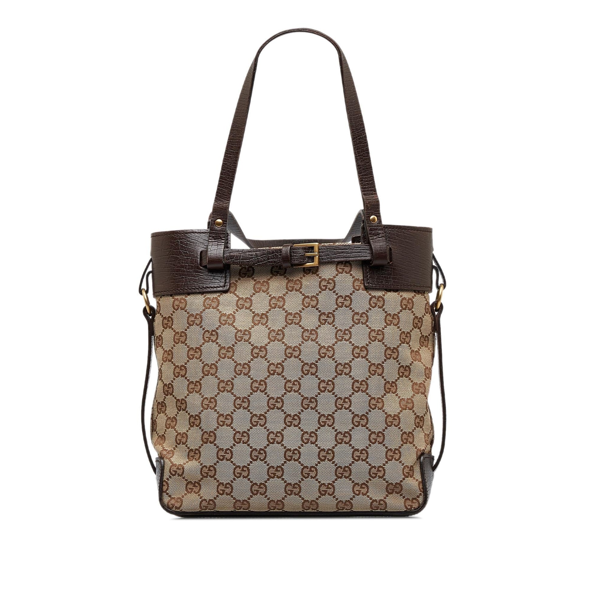 Gucci GG SHG-xXacve Canvas Calf Brown Tote Bag