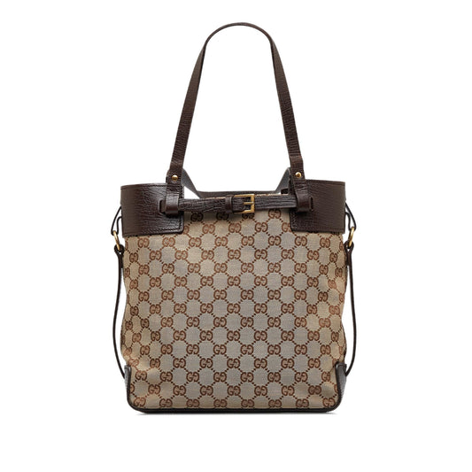 Gucci GG SHG-xXacve Canvas Calf Brown Tote Bag