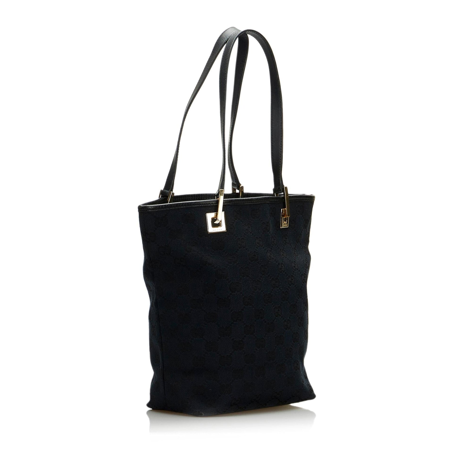 Gucci GG SHG-DRJw0x Canvas Calf Black Tote Bag