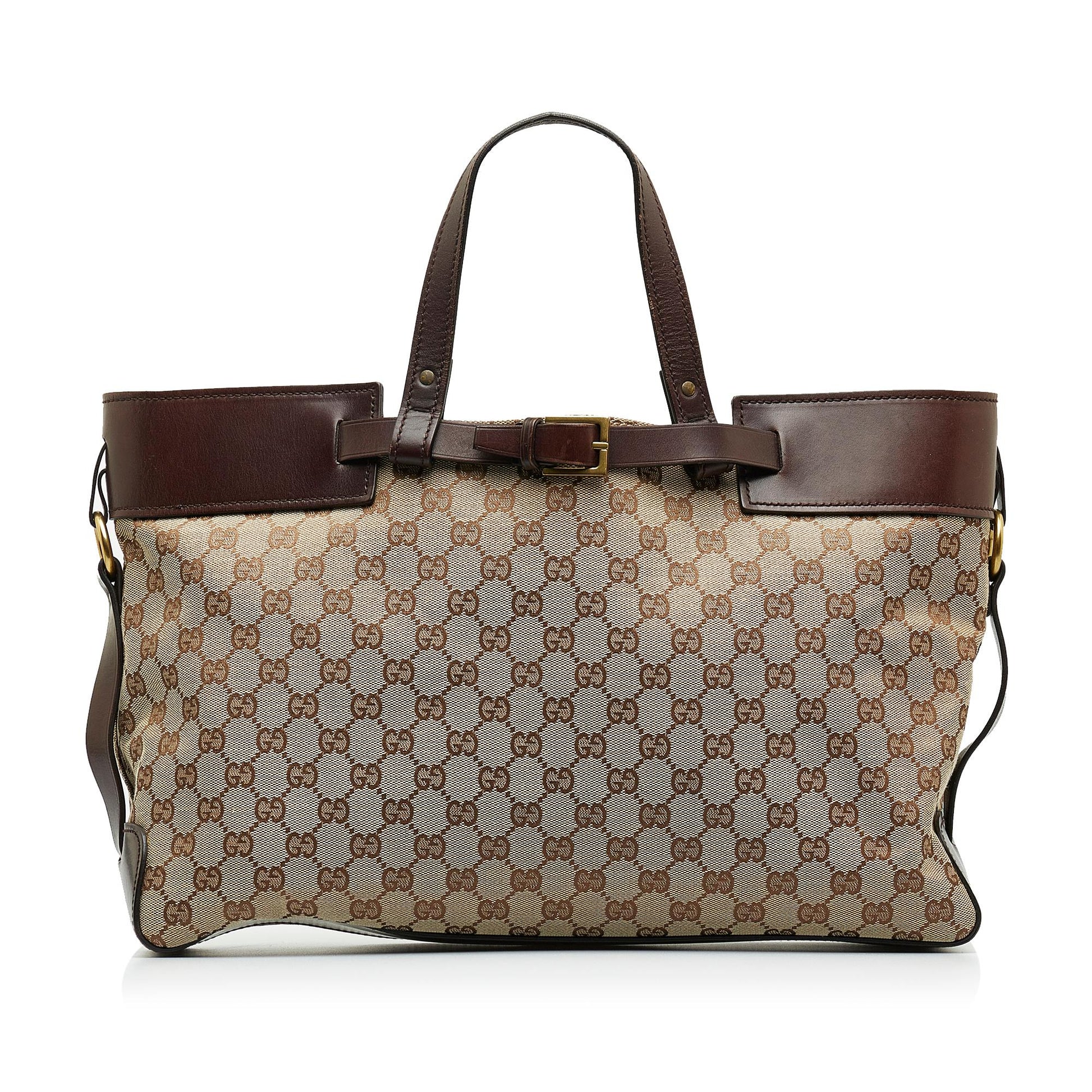 Gucci GG SHG-enbJFe Canvas Brown Tote Bag