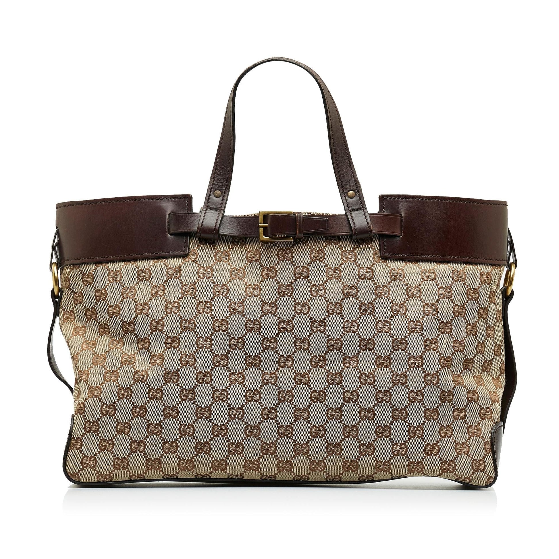 Gucci GG SHG-enbJFe Canvas Brown Tote Bag