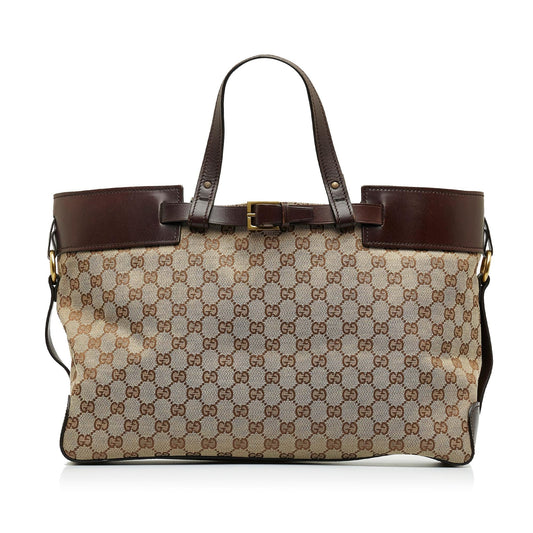 Gucci GG SHG-enbJFe Canvas Brown Tote Bag