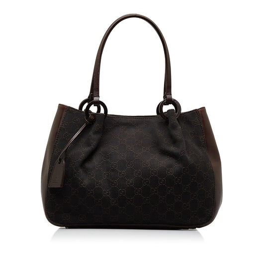 Gucci GG SHG-k6wCqI Canvas Calf Brown Tote Bag