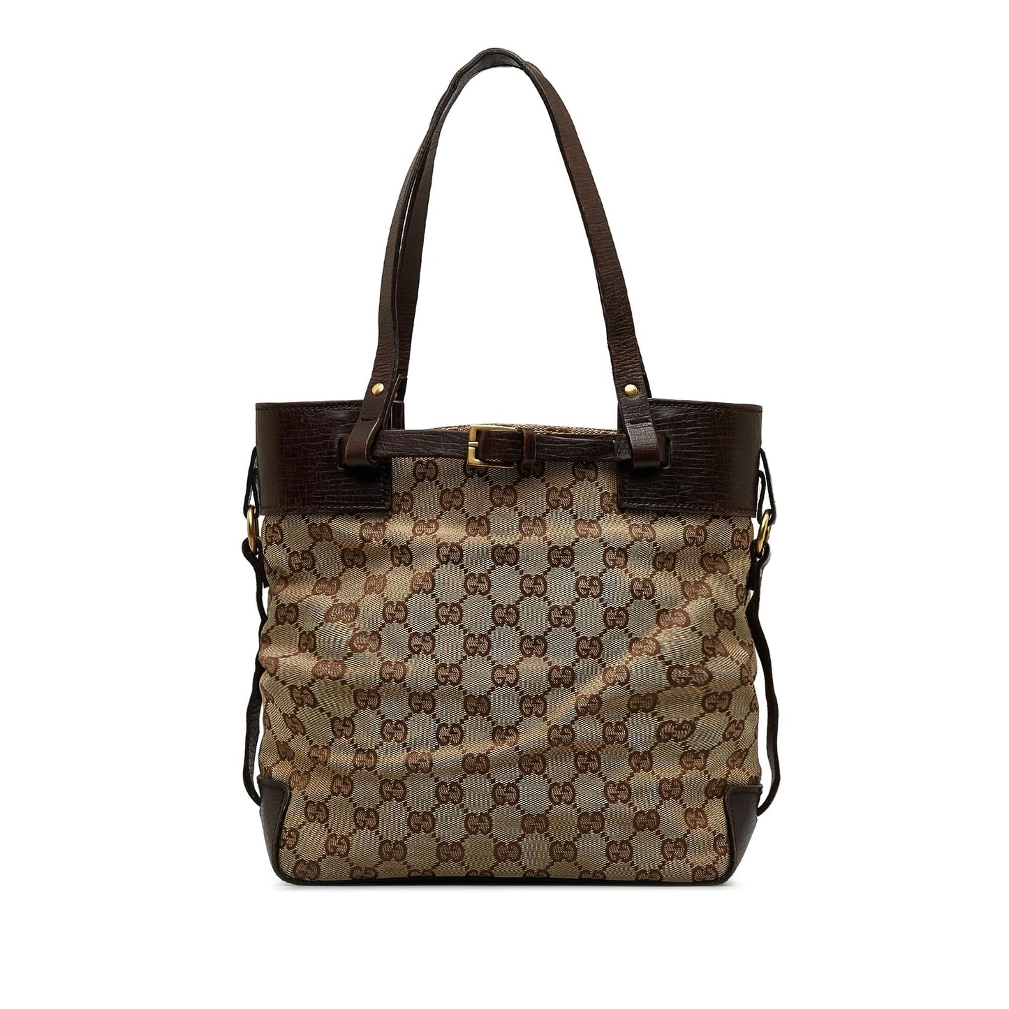 Gucci GG SHG-RwdRiO Canvas Calf Brown Tote Bag